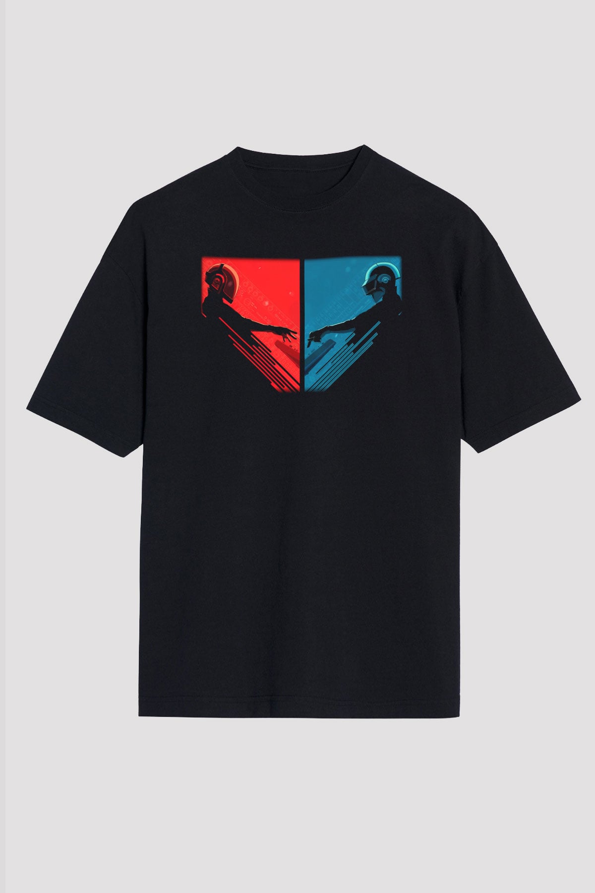 Daft Punk Siyah Unisex Oversize Tişört T-Shirt