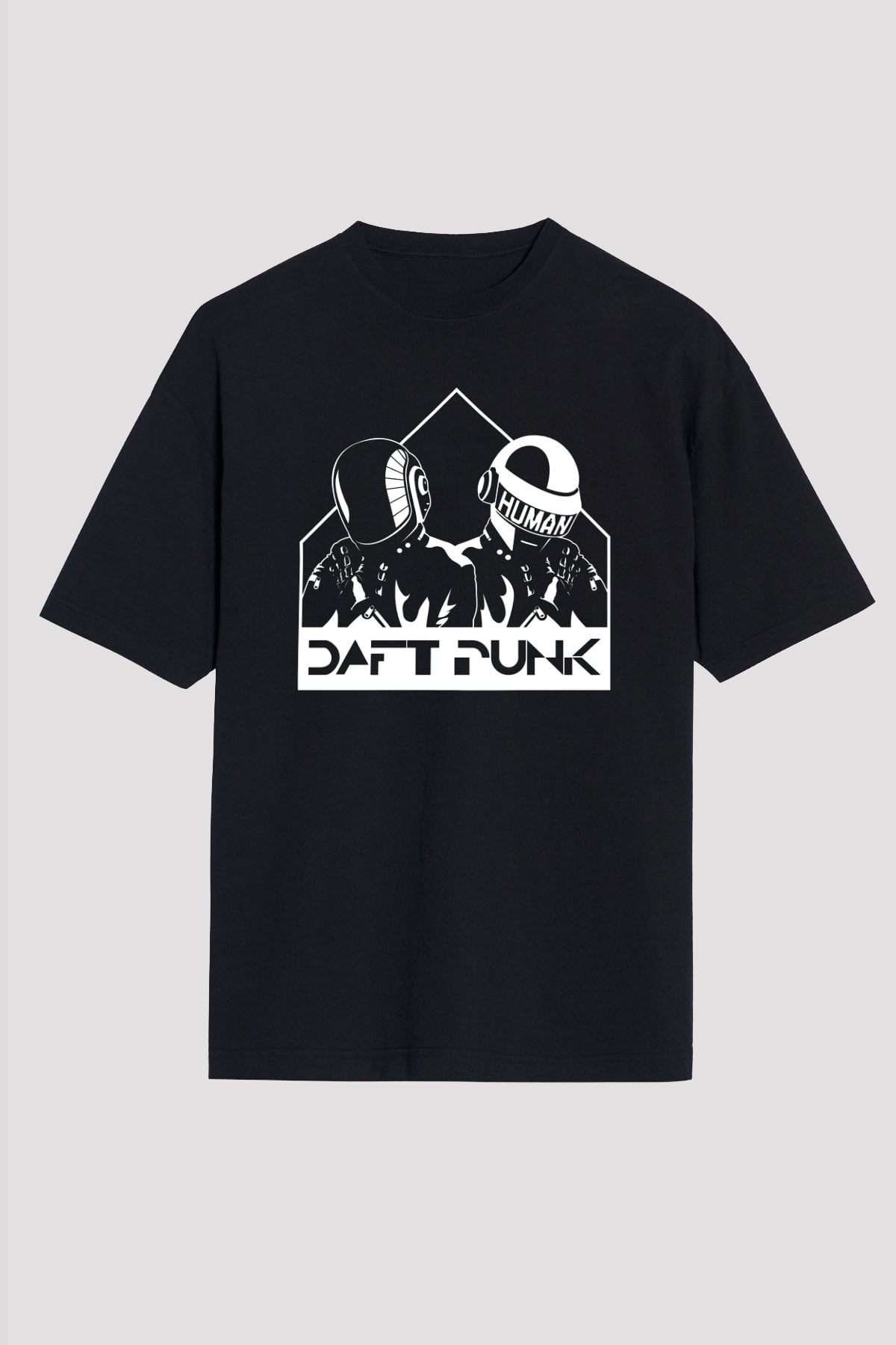 Daft Punk Siyah Unisex Oversize Tişört T-Shirt