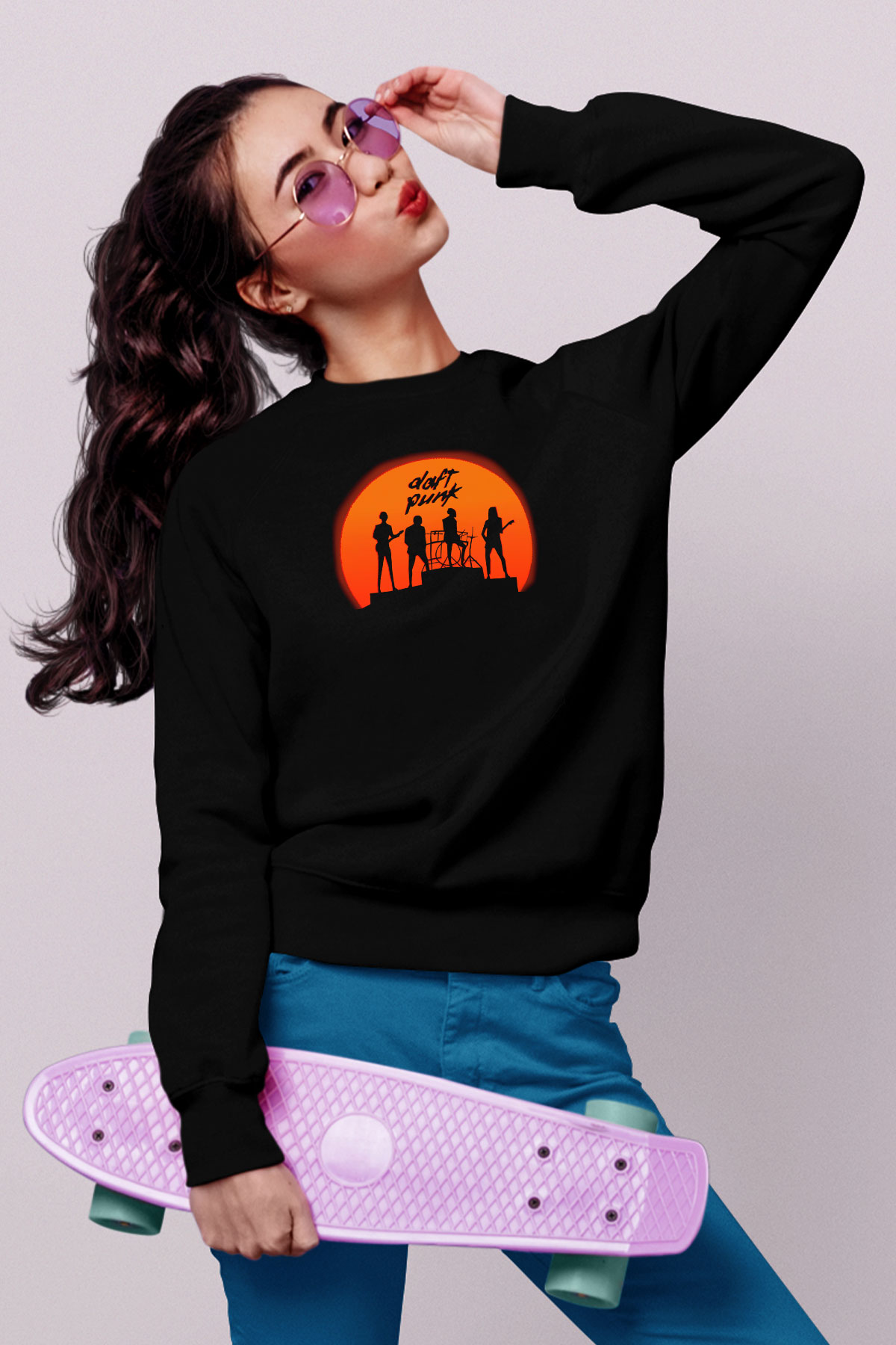 Daft Punk Siyah Unisex Sweatshirt