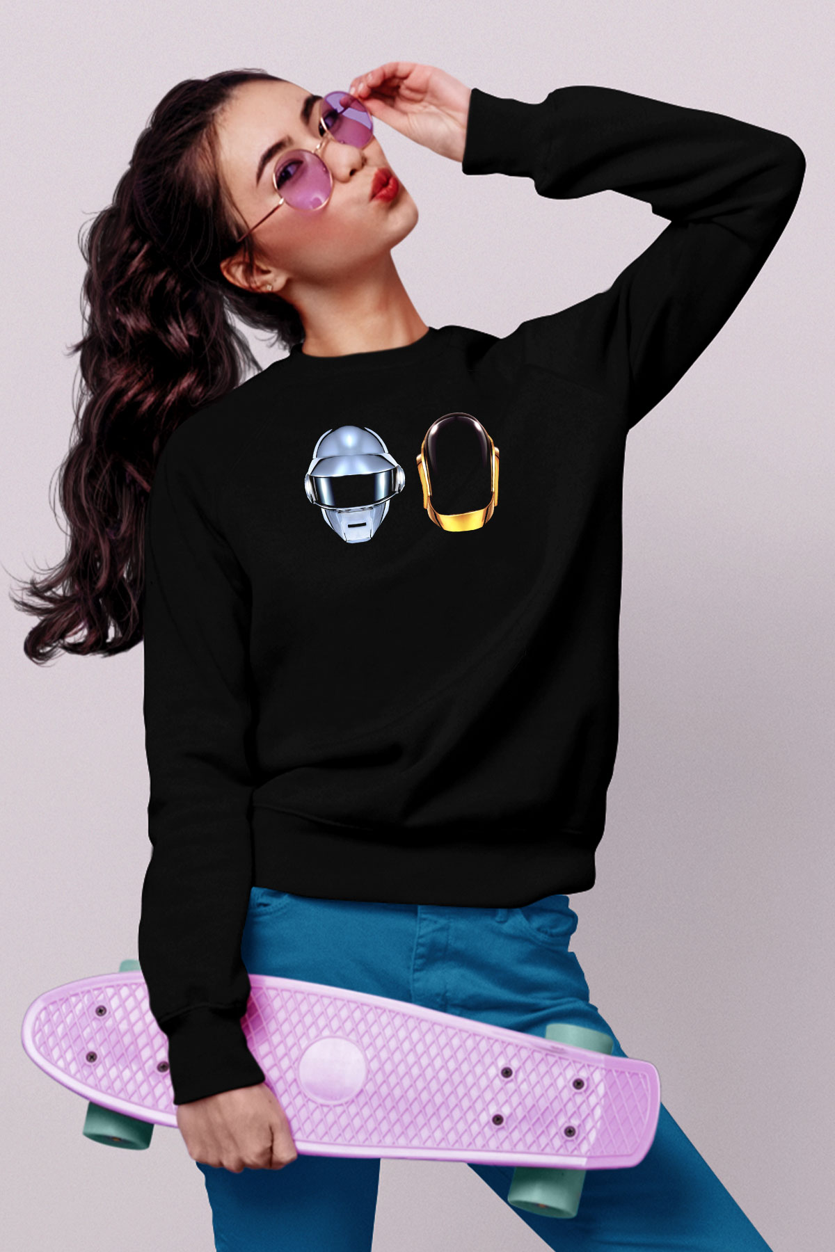 Daft Punk Siyah Unisex Sweatshirt