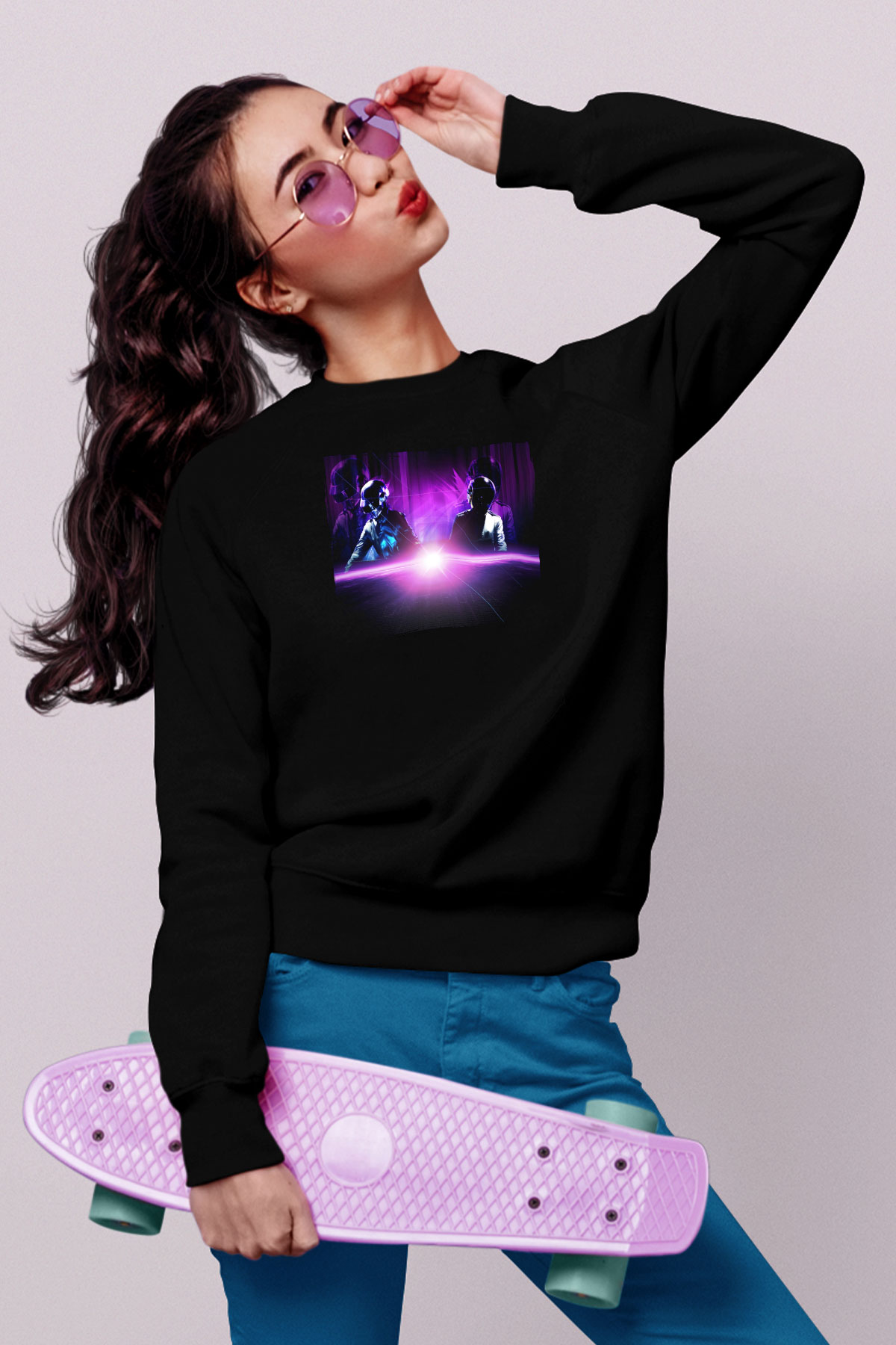 Daft Punk Siyah Unisex Sweatshirt