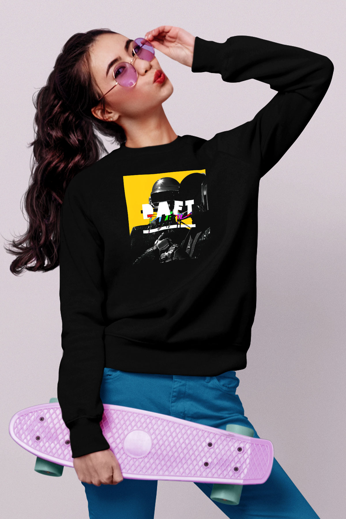 Daft Punk Siyah Unisex Sweatshirt