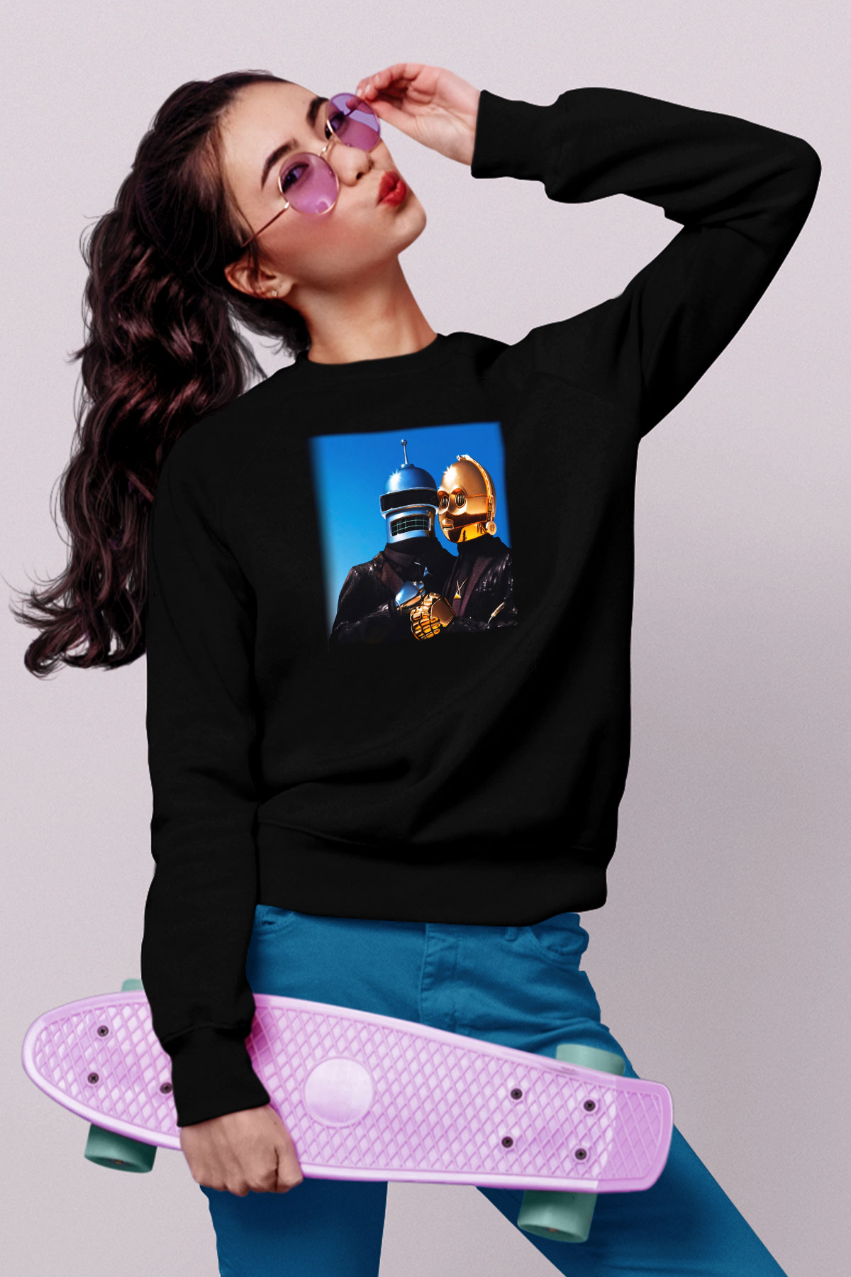 Daft Punk Siyah Unisex Sweatshirt