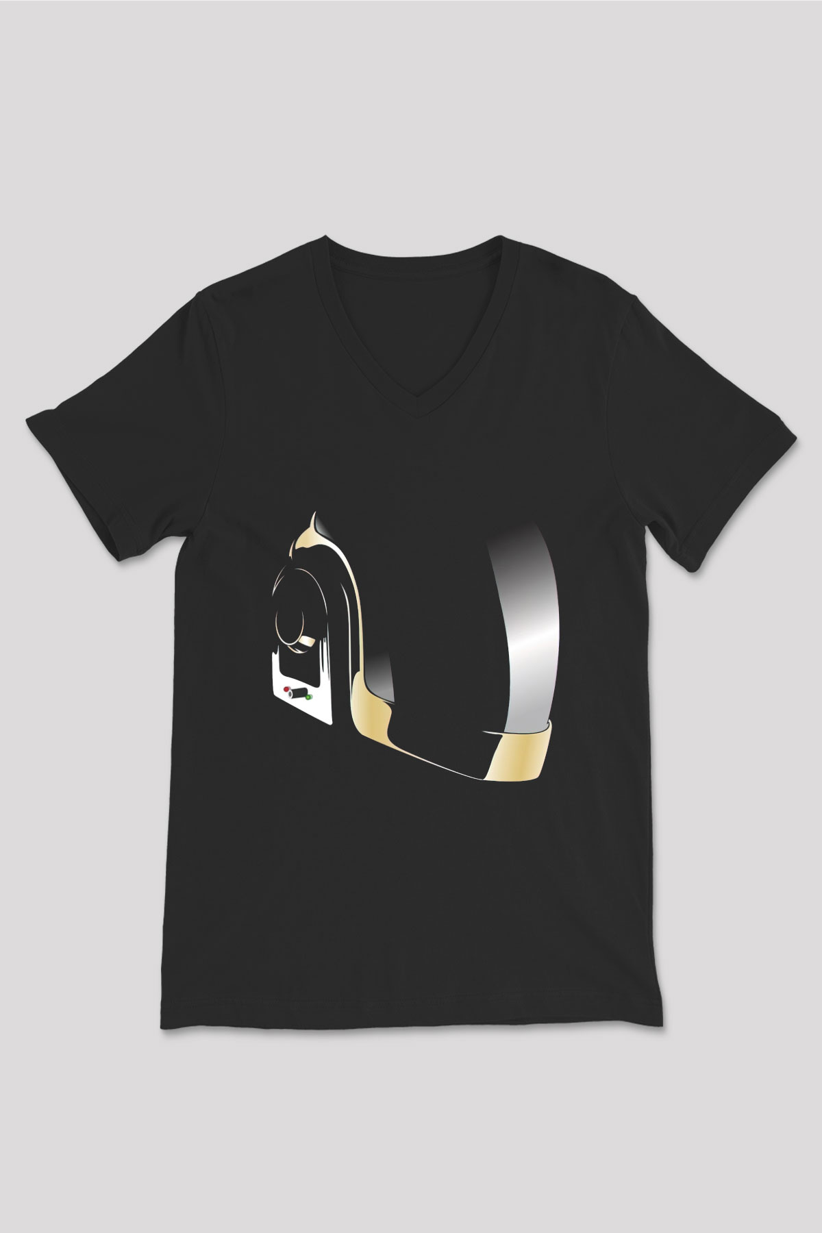 Daft Punk Siyah Unisex V Yaka Tişört