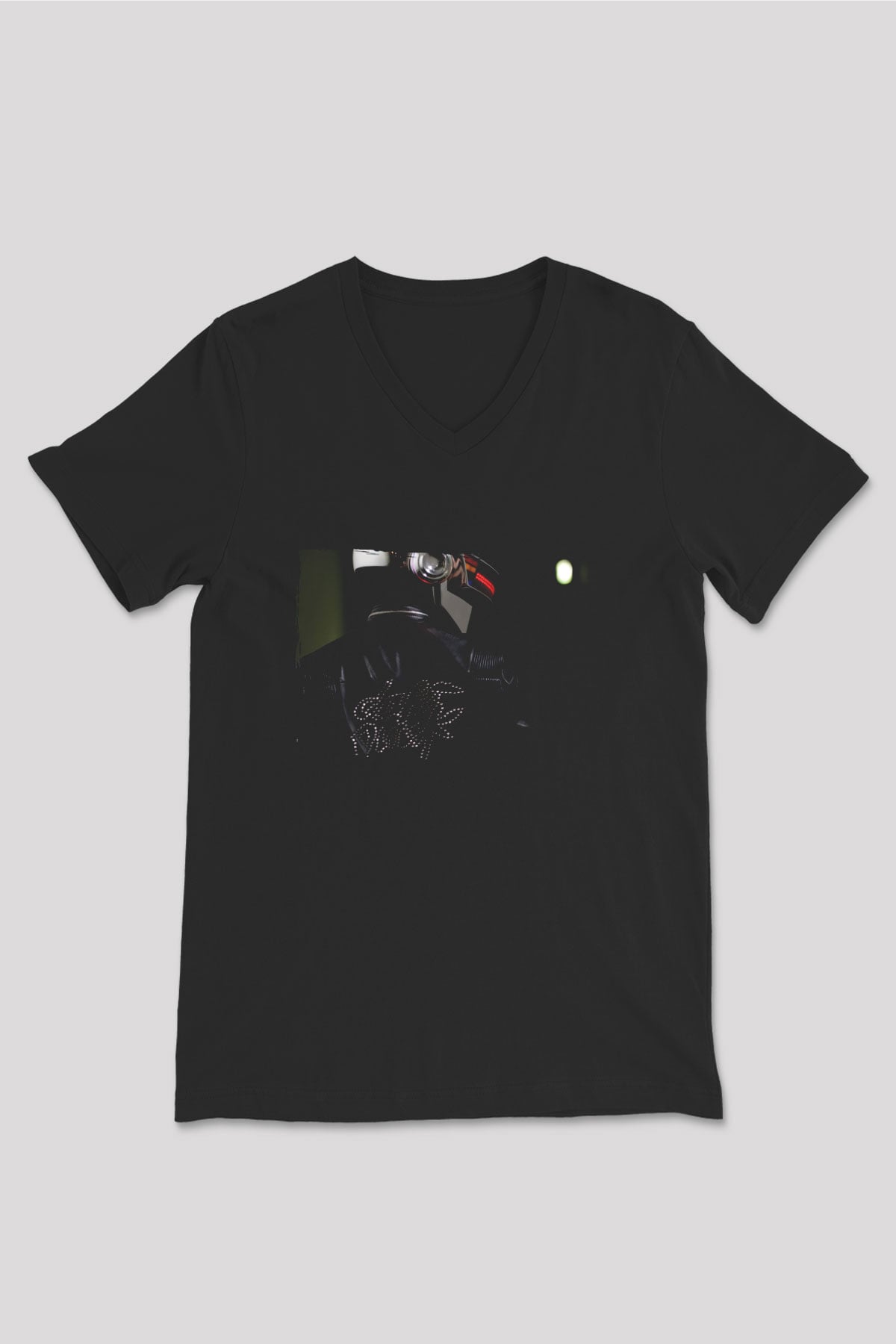 Daft Punk Siyah Unisex V Yaka Tişört