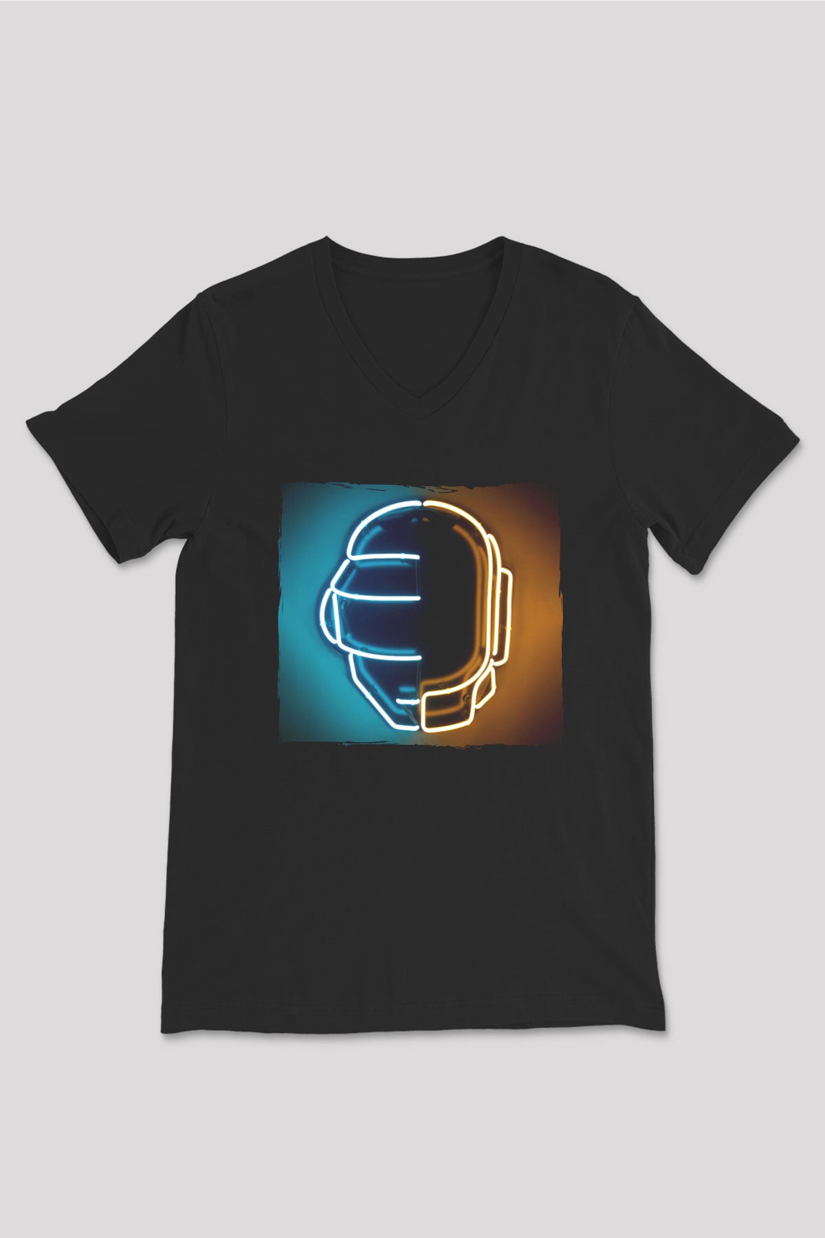Daft Punk Siyah Unisex V Yaka Tişört