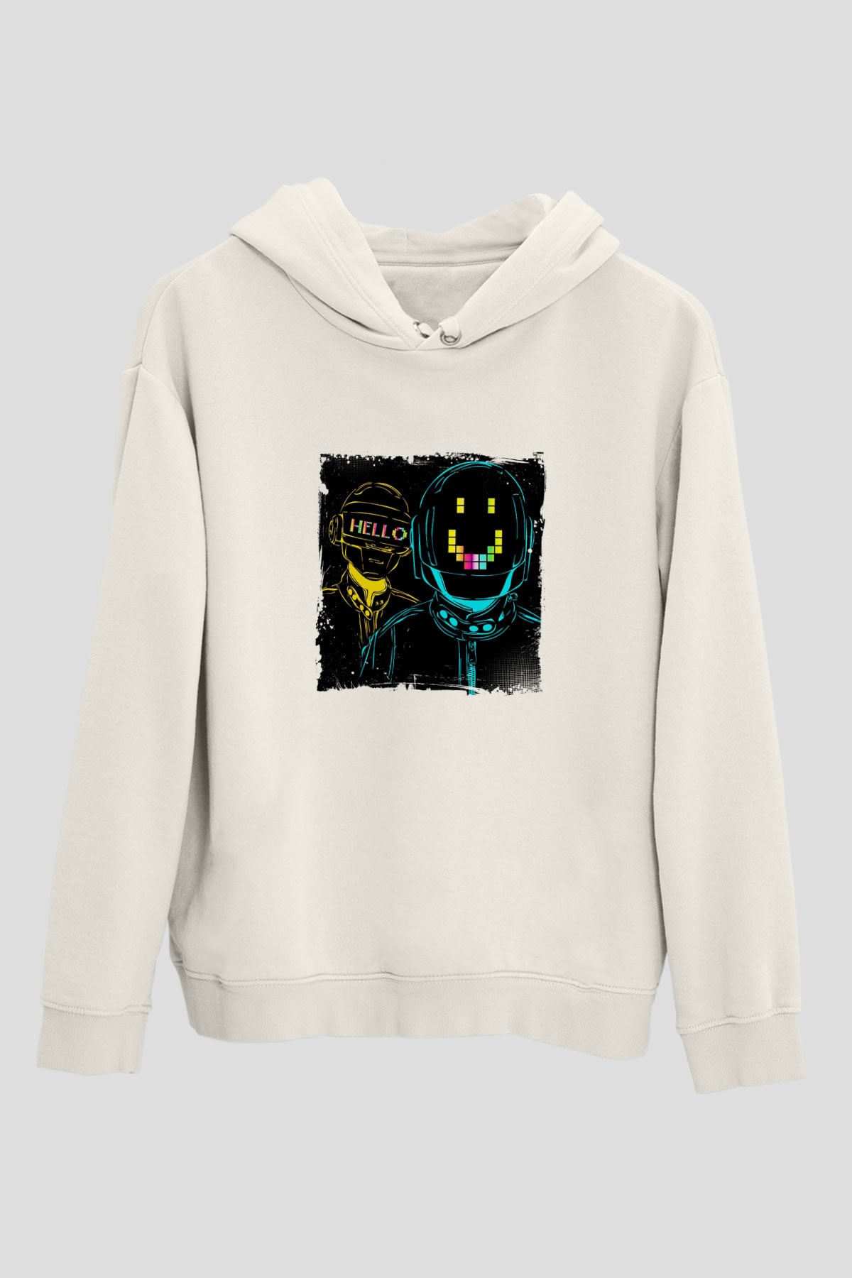 Daft PunkBaskılı Beyaz Hoodie