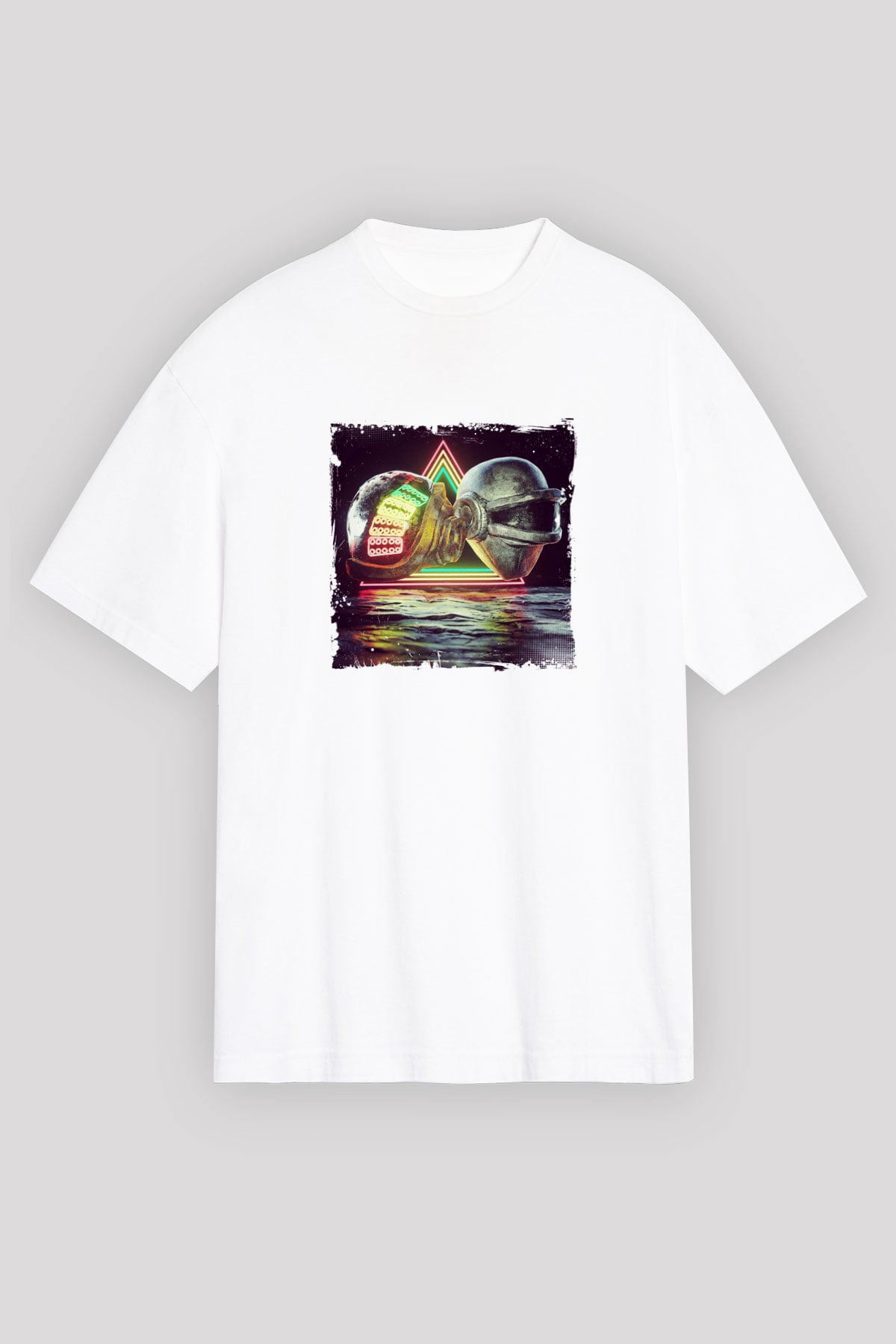 Daft PunkBaskılı Beyaz Tişört