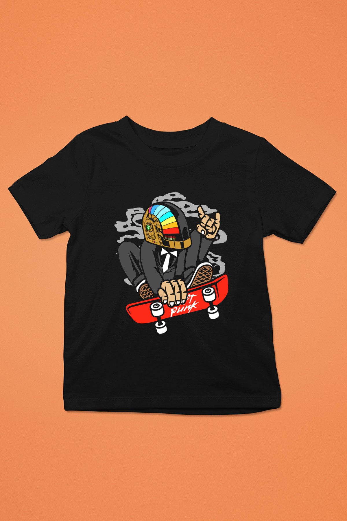 Daftpunk Skater Baskılı Unisex Siyah Çocuk Tişört