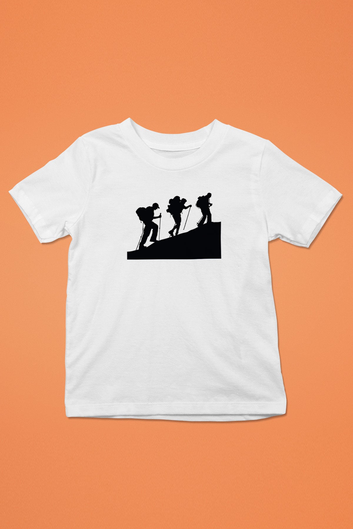 Dağcılık Baskılı Unisex Beyaz Çocuk Tişört - Tshirt