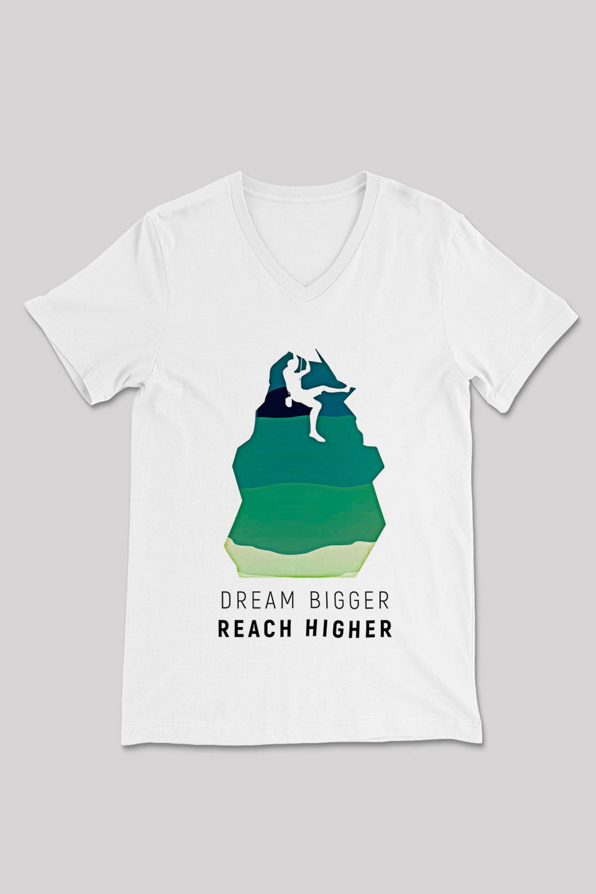 Dağcılık Baskılı Unisex V Yaka Tişört - Tshirt