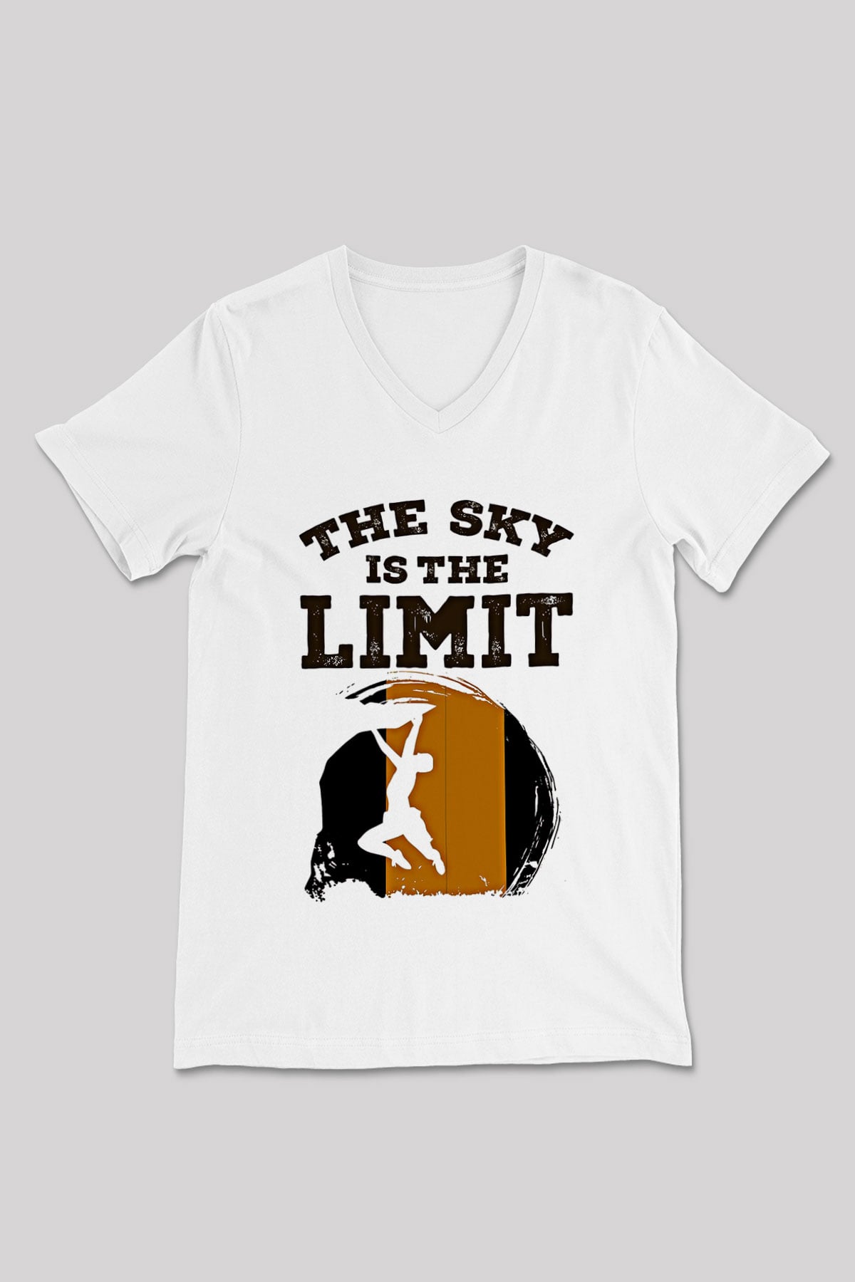 Dağcılık Baskılı Unisex V Yaka Tişört - Tshirt