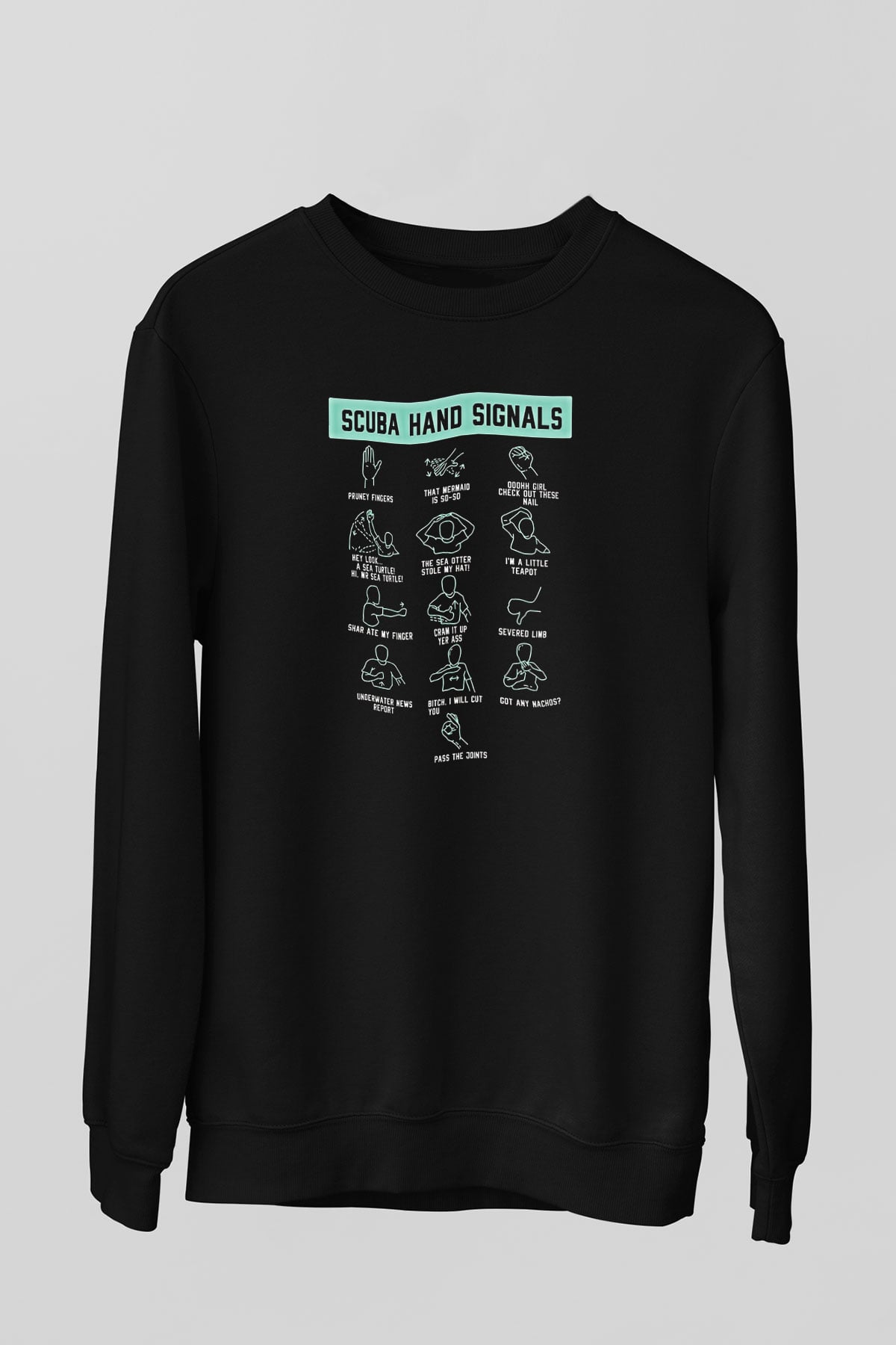 Dağcılık - Mountaineering Baskılı Unisex Siyah Sweatshirt