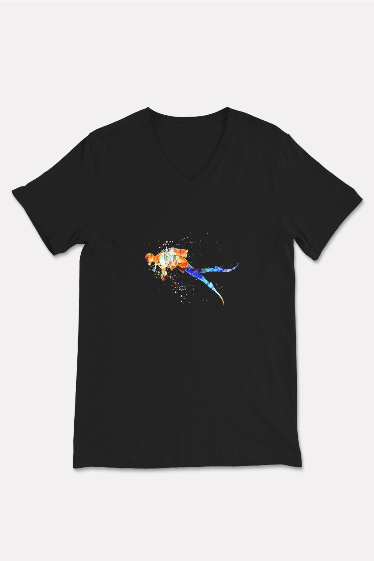Dağcılık - Mountaineering Baskılı Unisex Siyah V Yaka Tişört