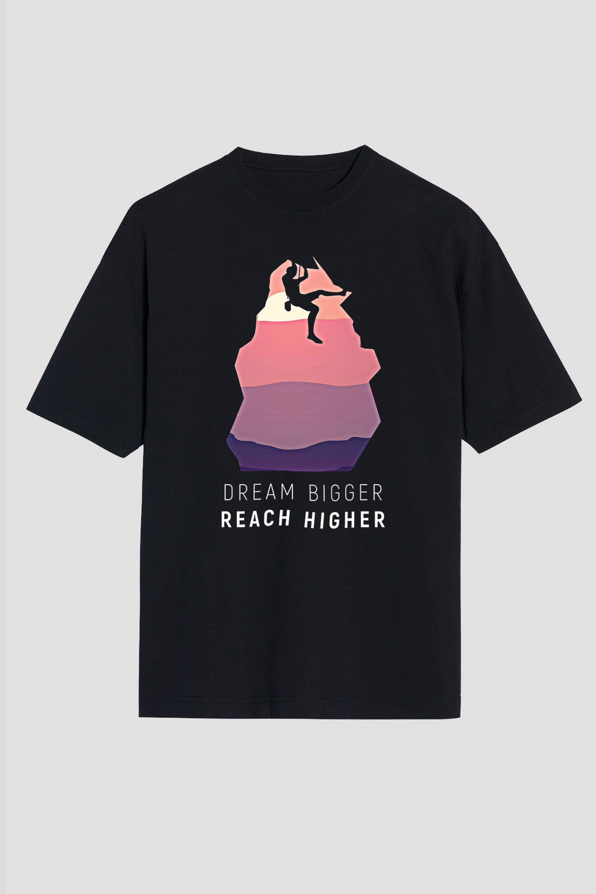 Dağcılık - Mountaineering Baskılı Unisex Siyah Oversize Tişört