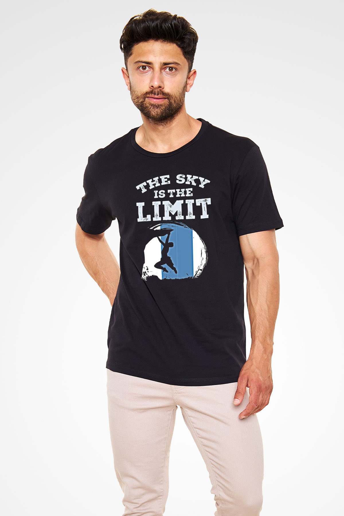 Dağcılık - Mountaineering Baskılı Unisex Siyah Tişört - Tshirt