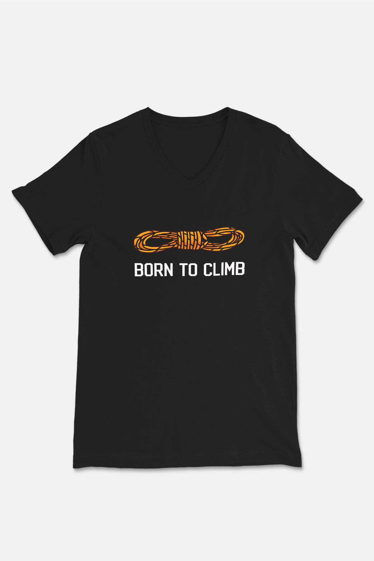 Dağcılık - Mountaineering Baskılı Unisex Siyah V Yaka Tişört