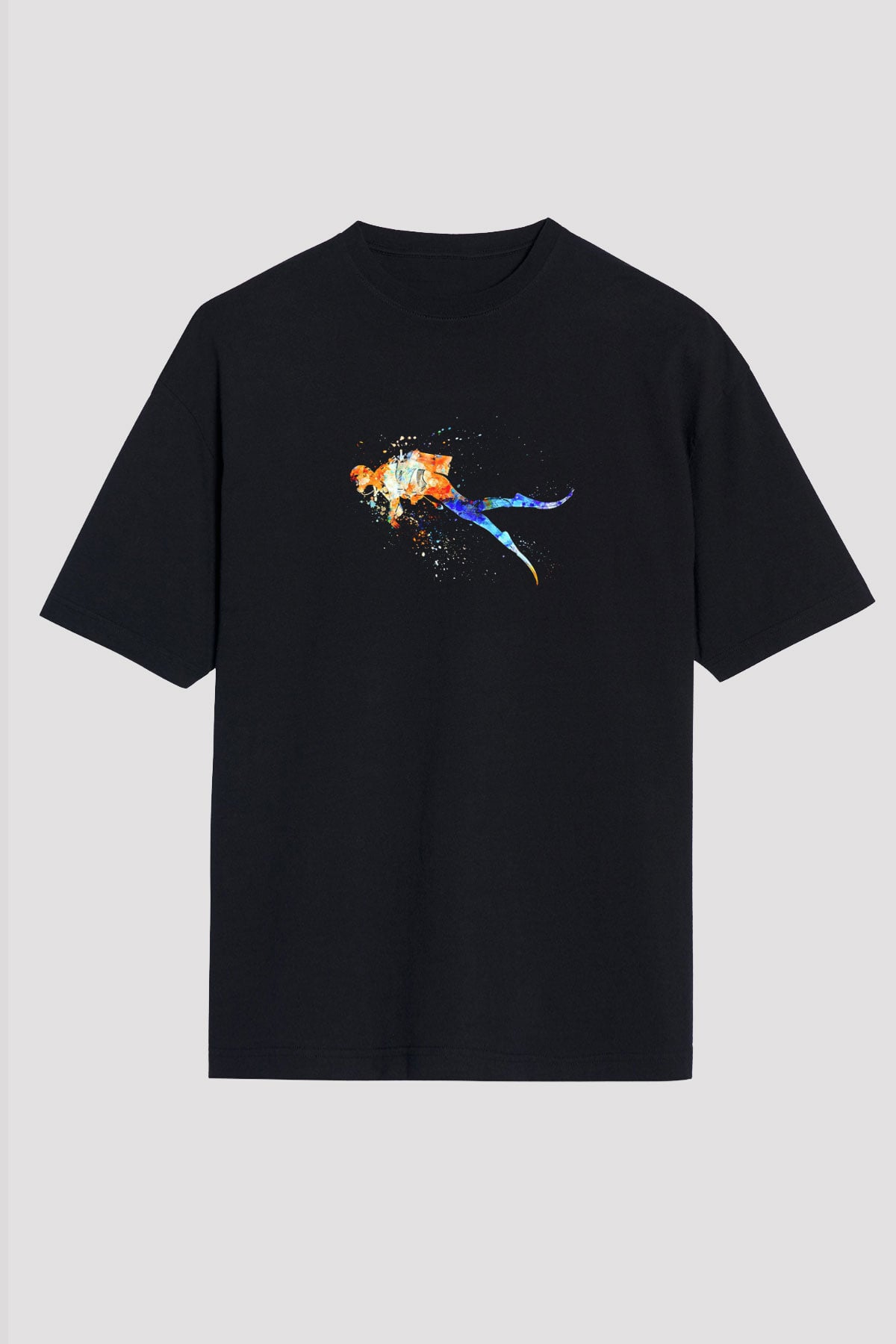 Dağcılık - Mountaineering Baskılı Unisex Siyah Oversize Tişört