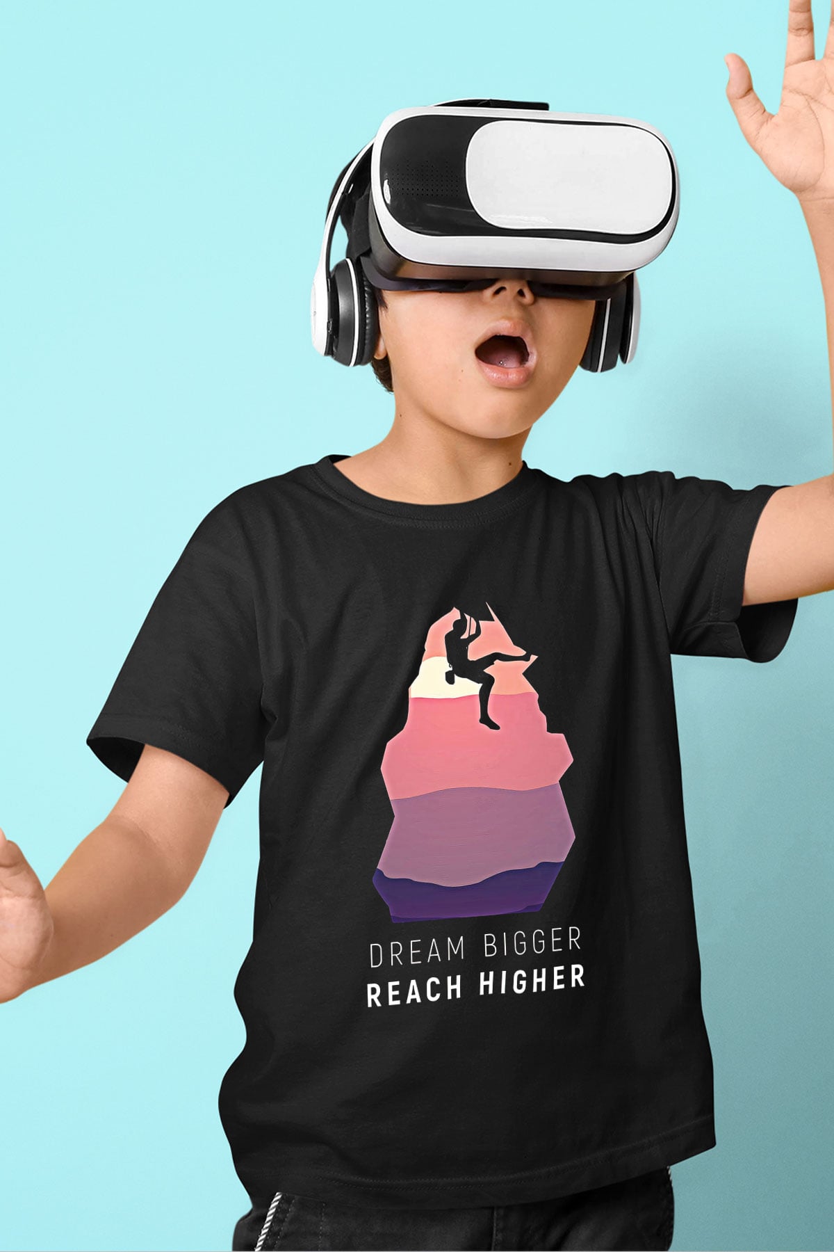 Dağcılık - Mountaineering Baskılı Unisex Siyah Çocuk Tİşörtü - Tshirt