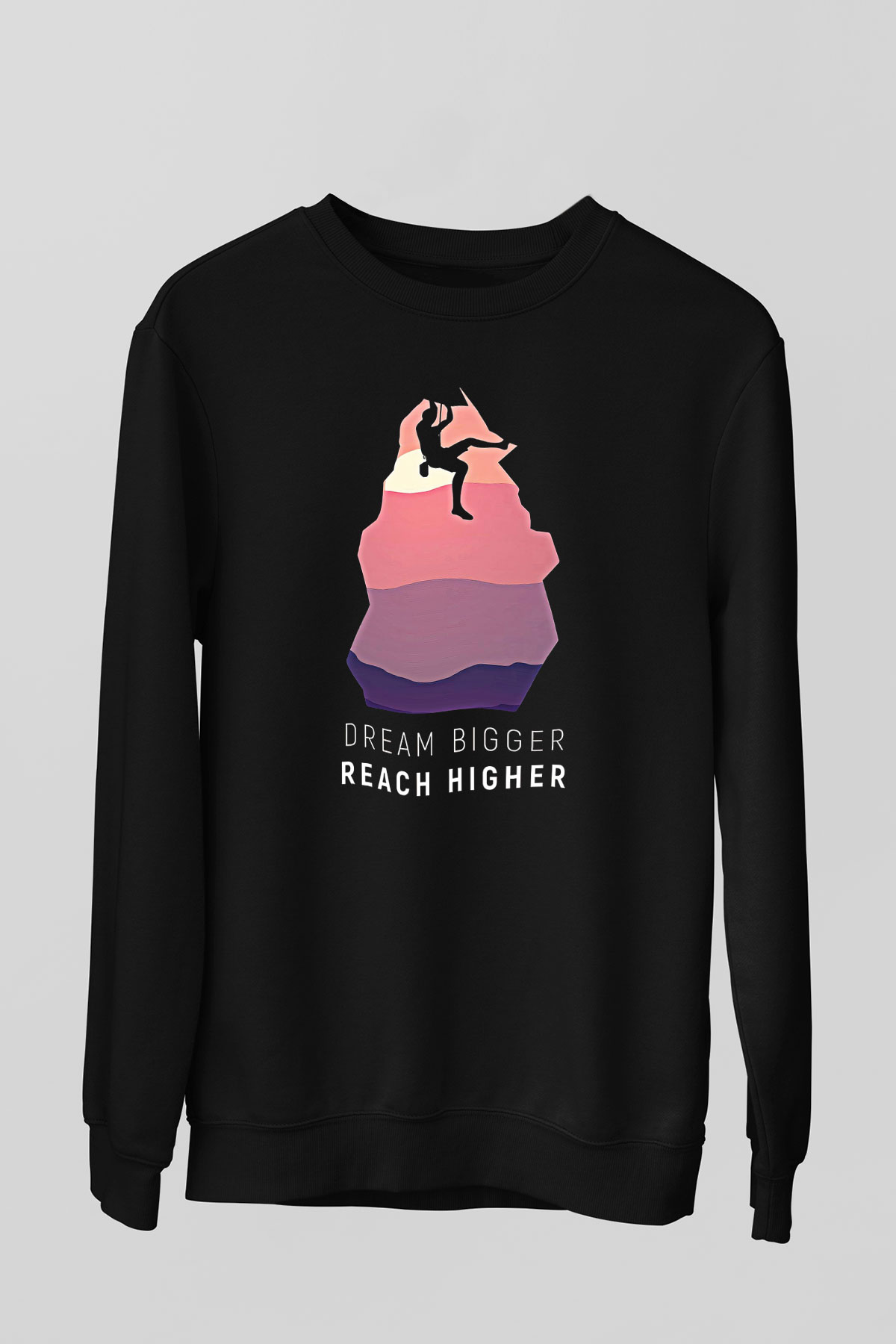 Dağcılık - Mountaineering Baskılı Unisex Siyah Sweatshirt