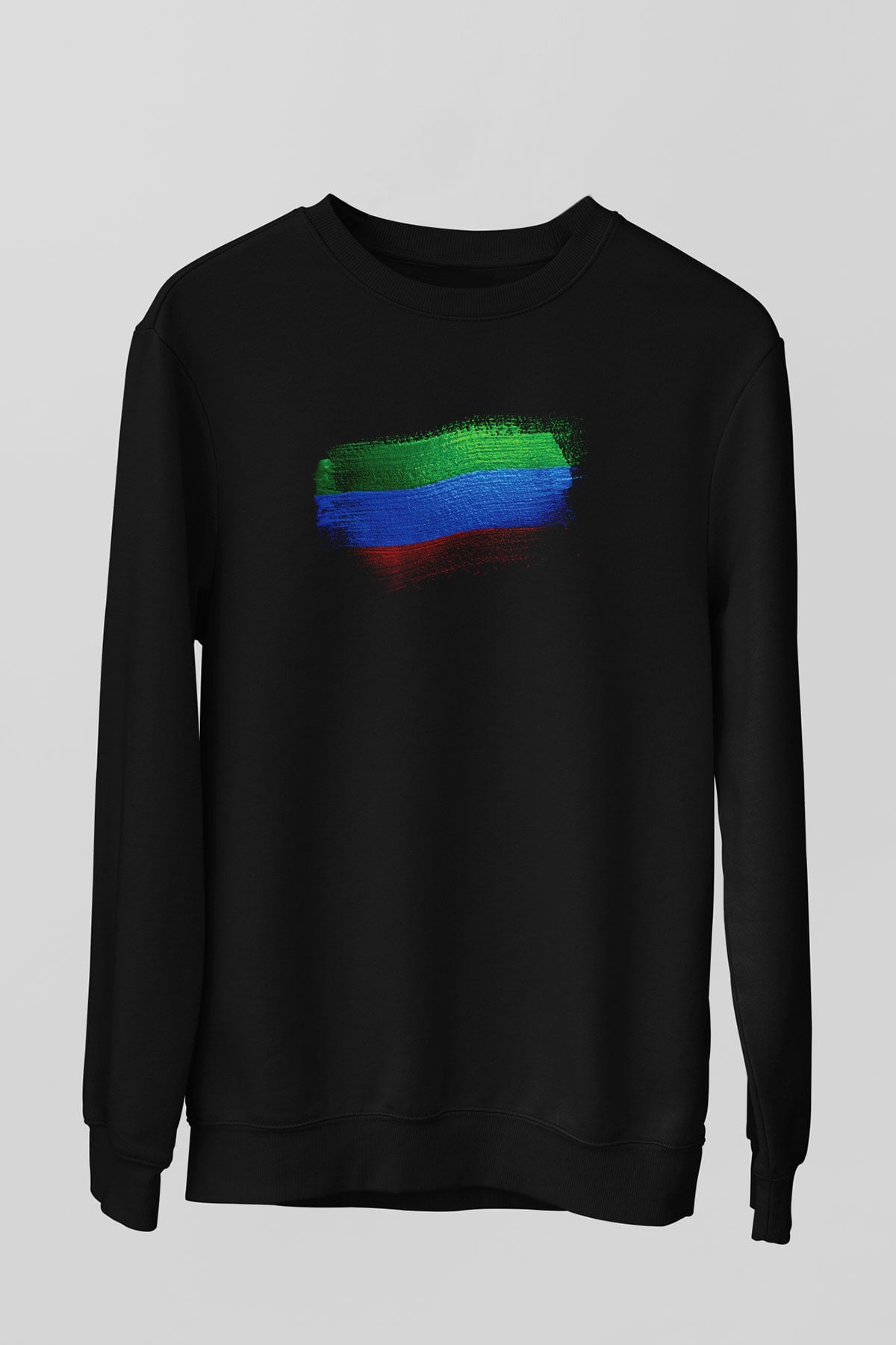 Dağıstan - Republic Dagestan Bayrağı Baskılı Unisex Siyah Sweatshirt