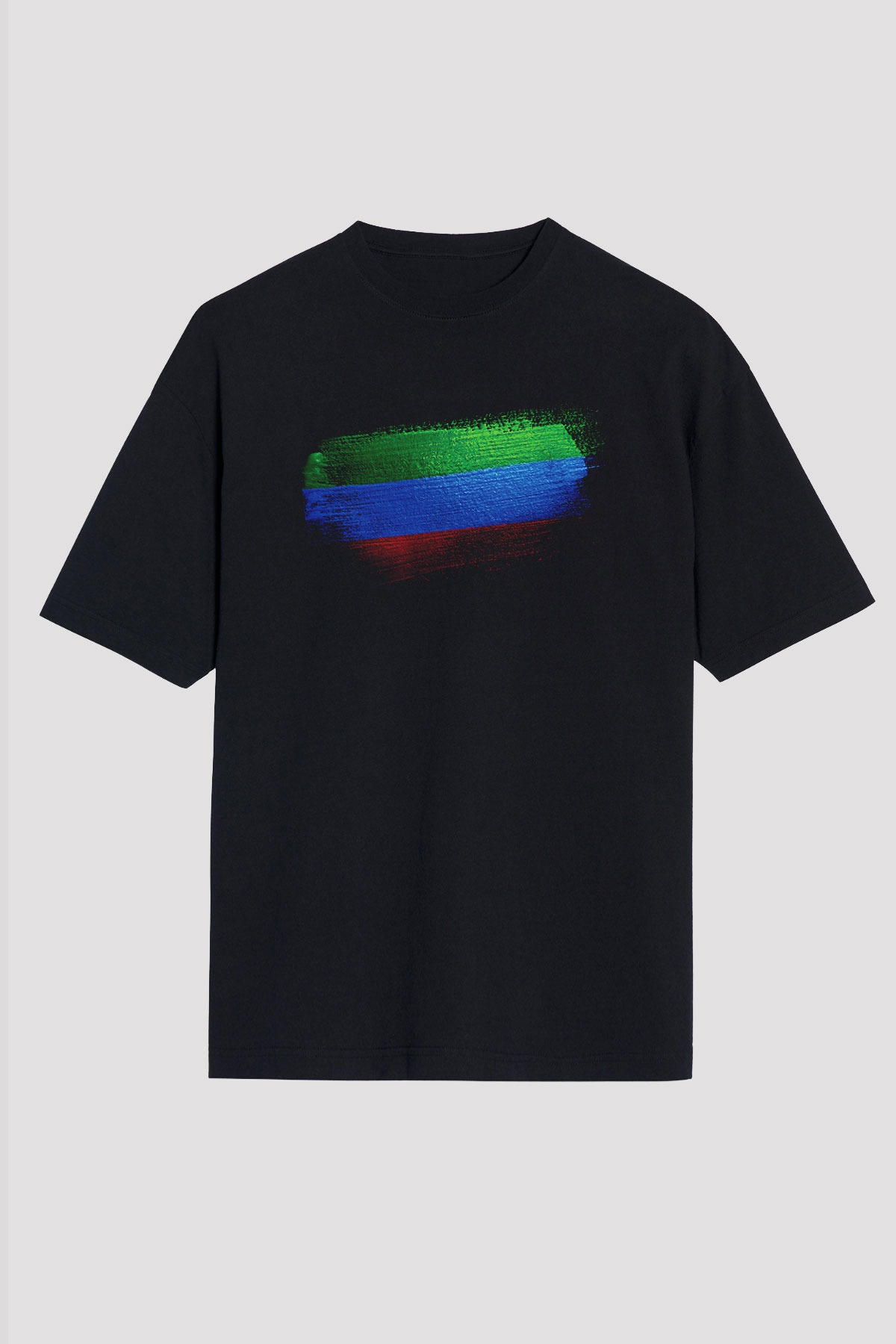 Dağıstan - Republic Dagestan Bayrağı Baskılı Unisex Siyah Oversize Tişört