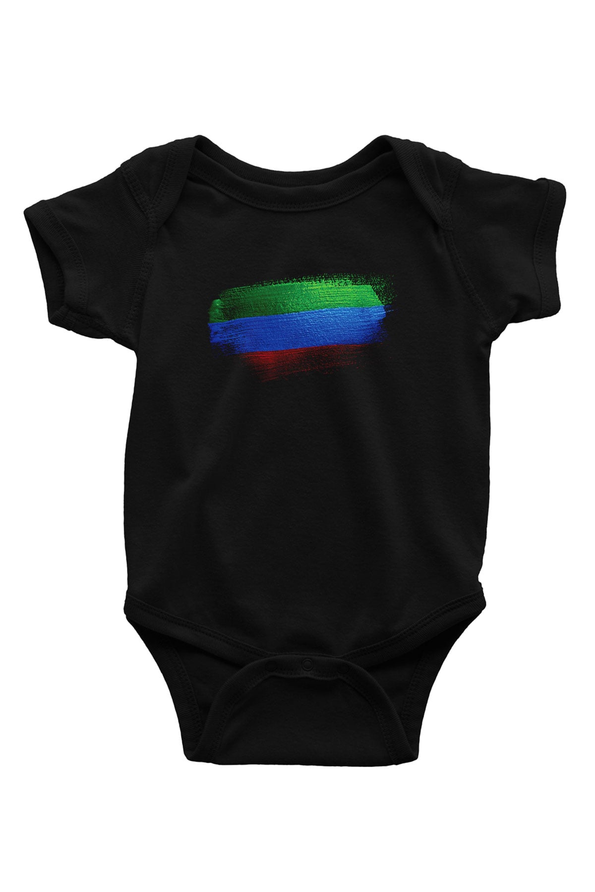 Dağıstan - Republic Dagestan Bayrağı Baskılı Unisex Siyah Bebek Body - Zıbın