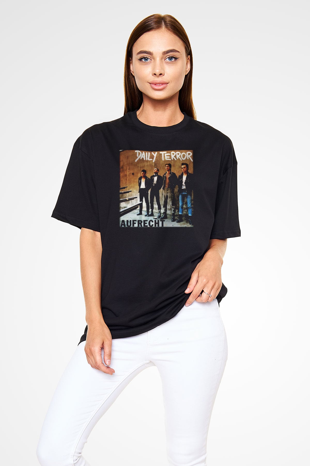 Daily Terror Siyah Unisex Oversize Tişört T-Shirt