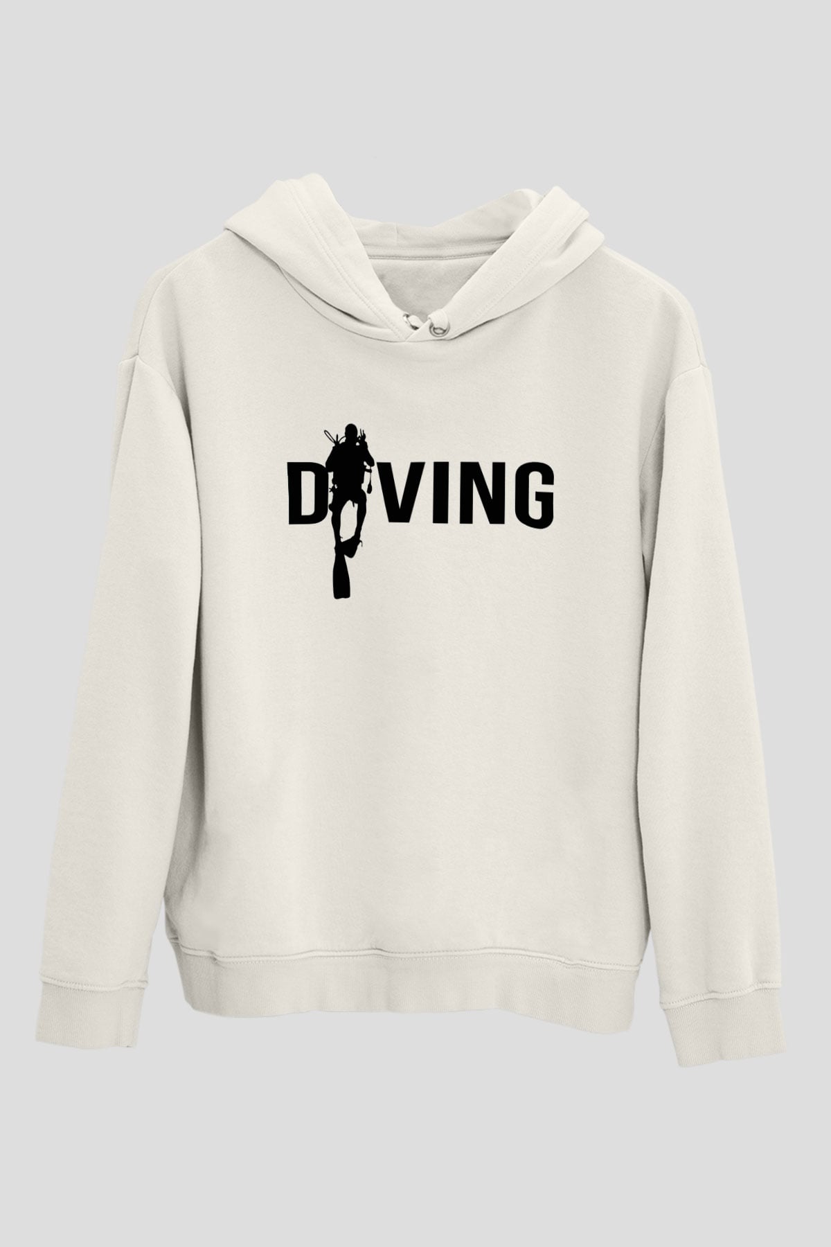 Dalgıç Beyaz Unisex Hoodie