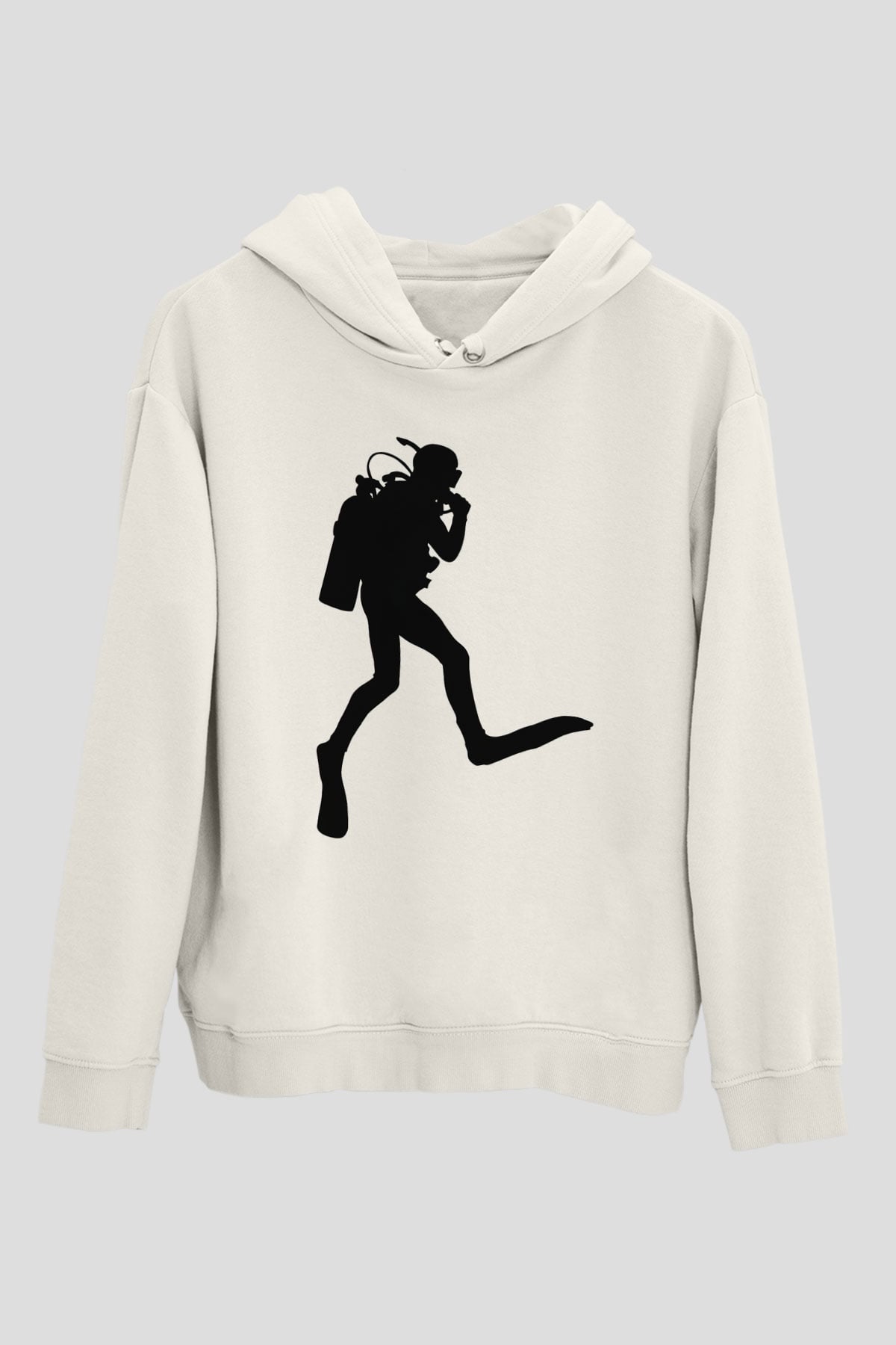 Dalgıç Beyaz Unisex Hoodie