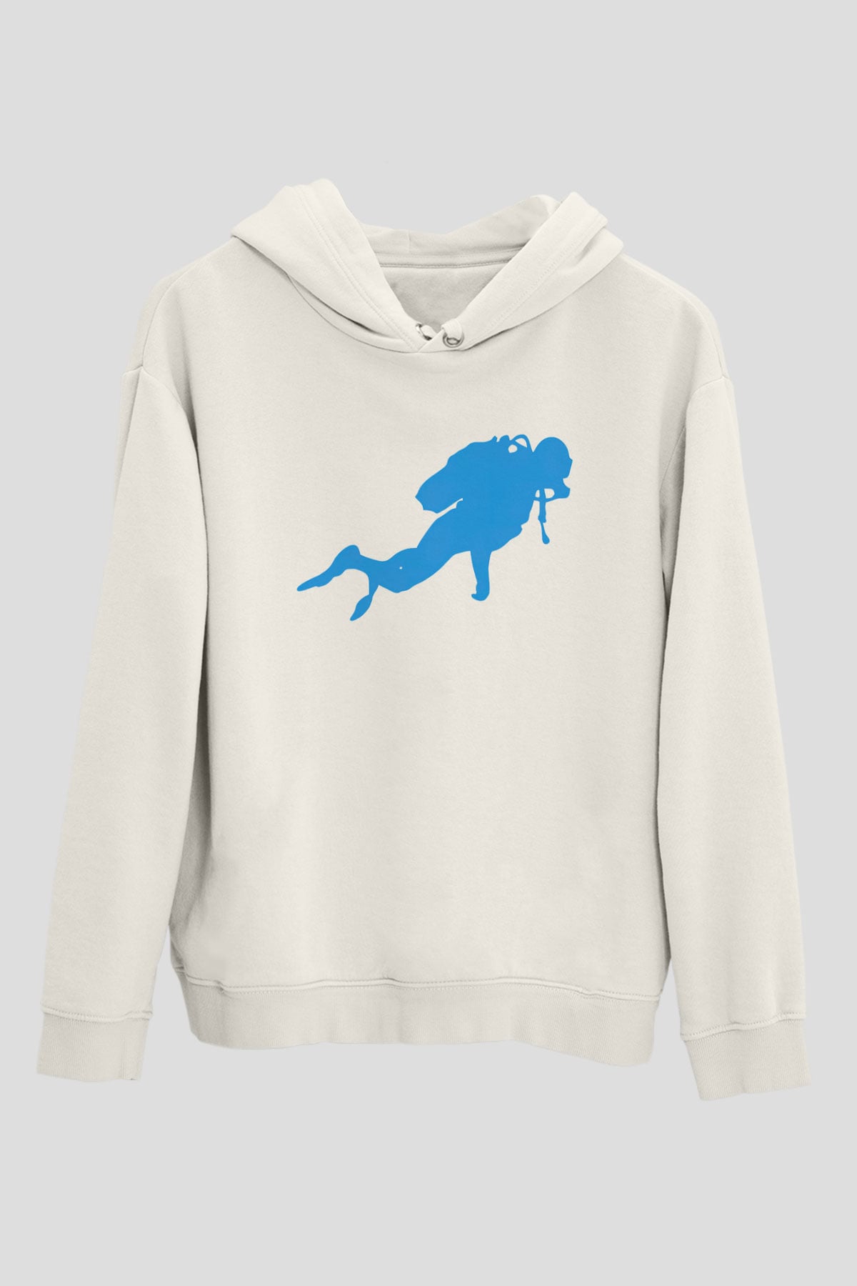 Dalgıç Beyaz Unisex Hoodie