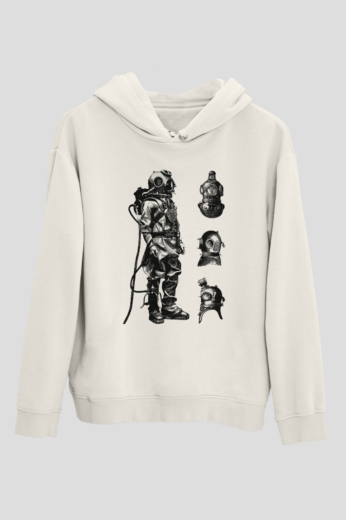 Dalgıç Beyaz Unisex Hoodie