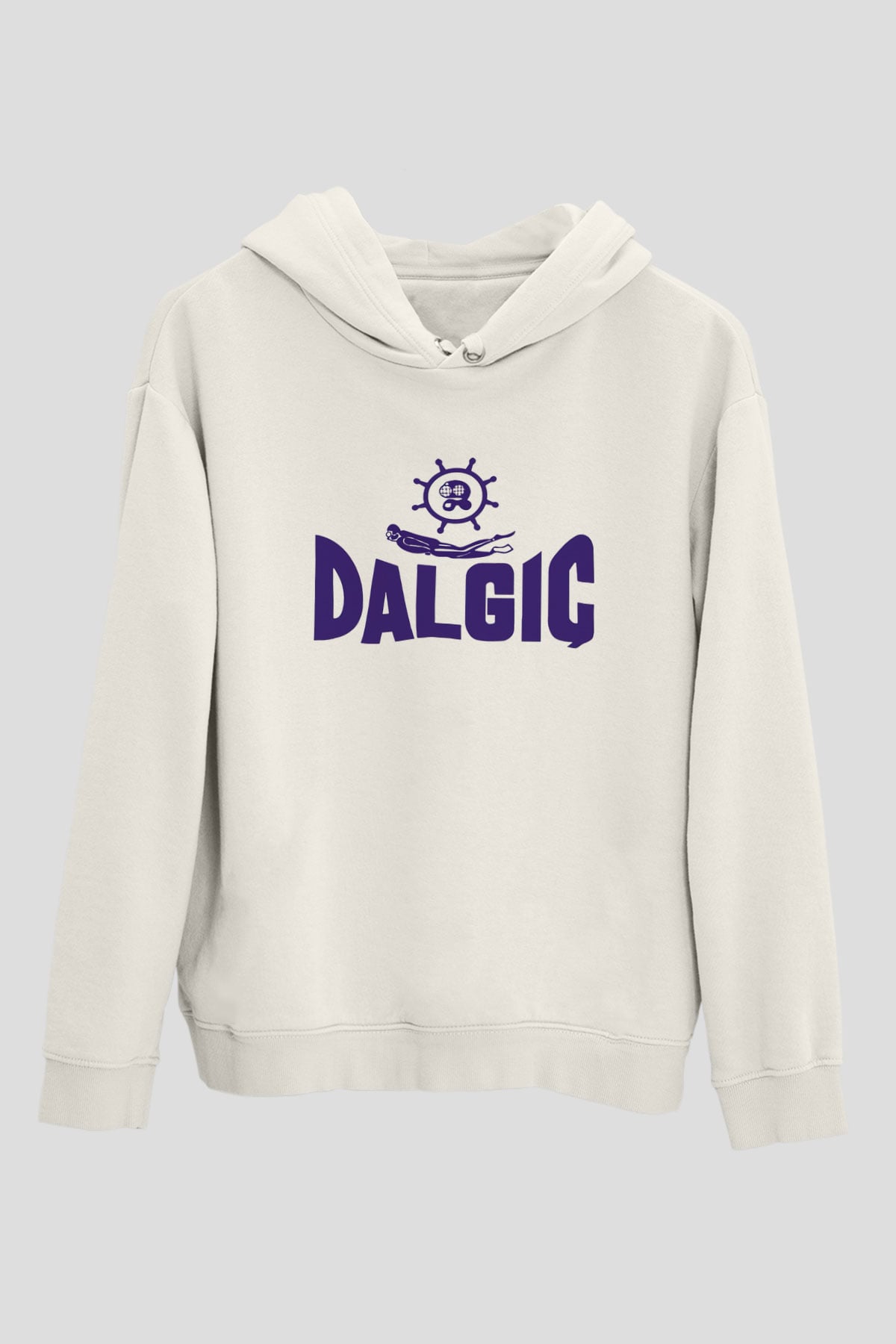 Dalgıç Beyaz Unisex Hoodie