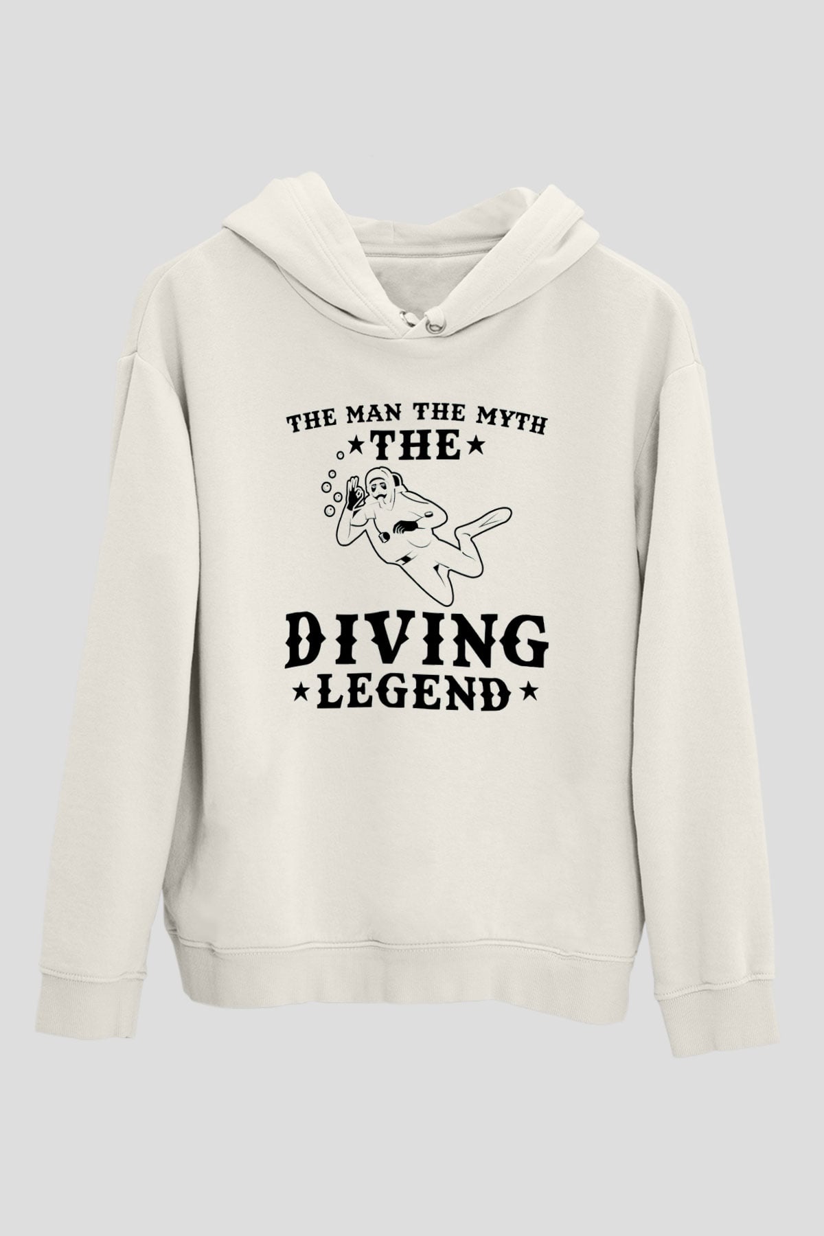 Dalgıç Beyaz Unisex Kapüşonlu Sweatshirt
