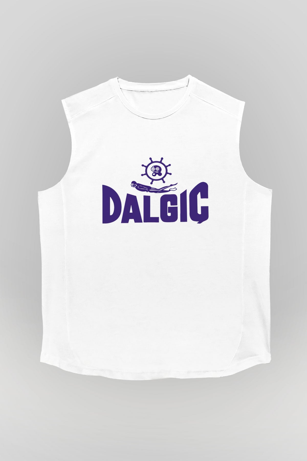 Dalgıç Beyaz Unisex Kolsuz Tişört