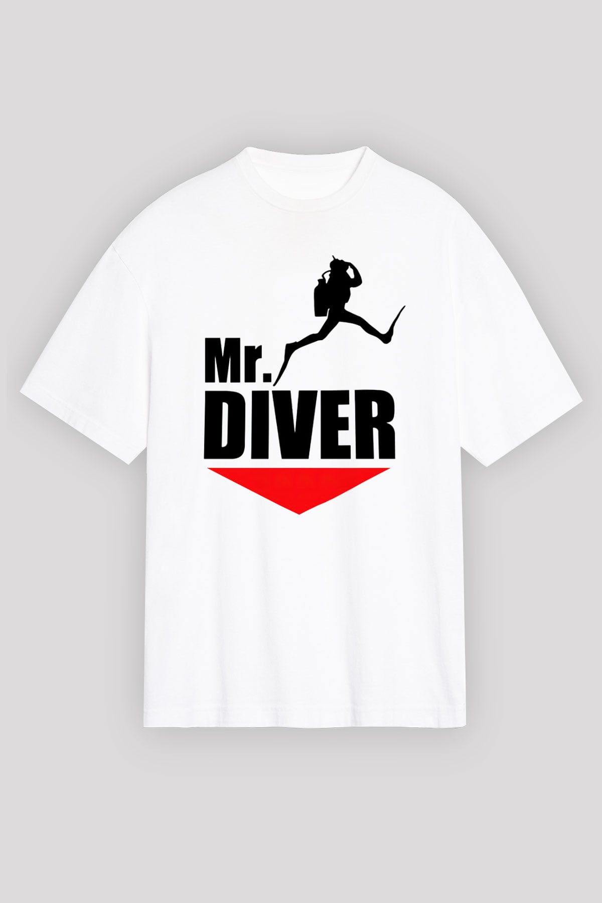 Dalgıç Beyaz Unisex Oversize Tişört T-Shirt
