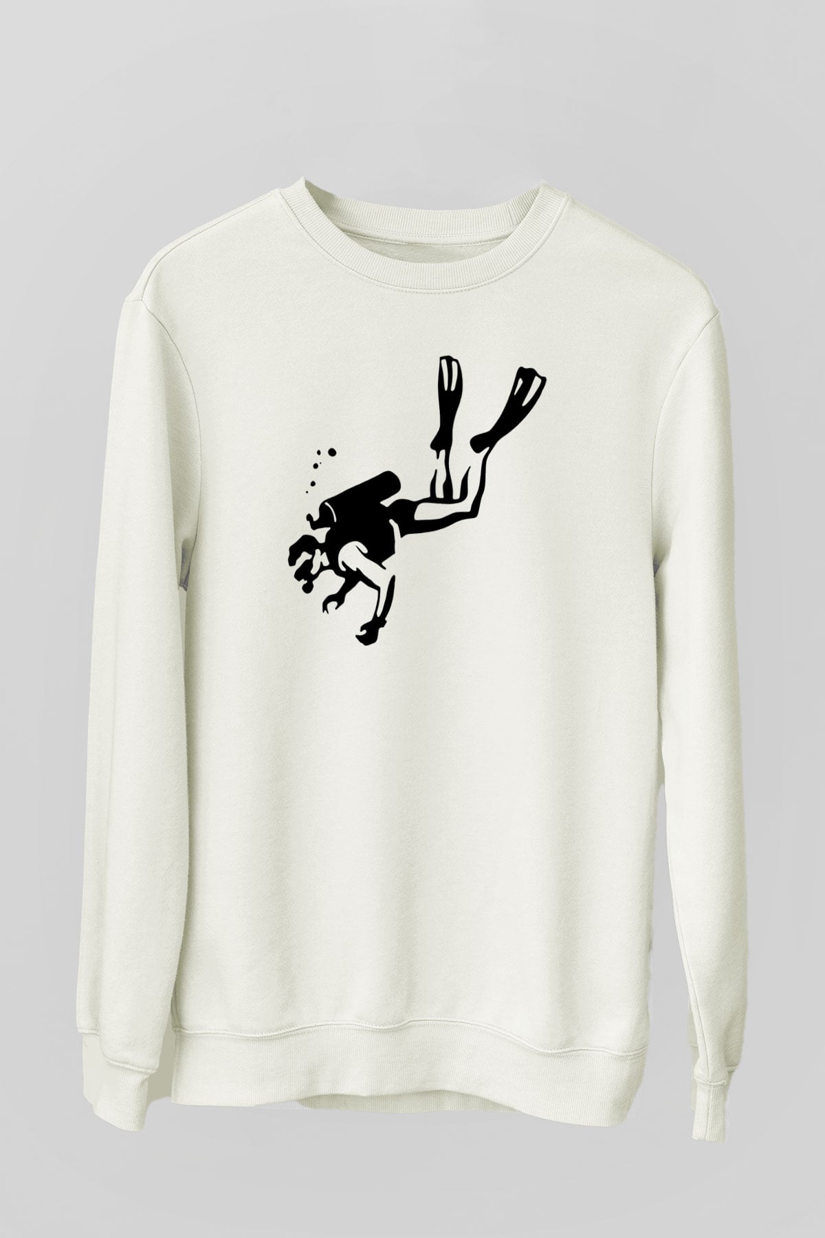 Dalgıç Beyaz Unisex Sweatshirt
