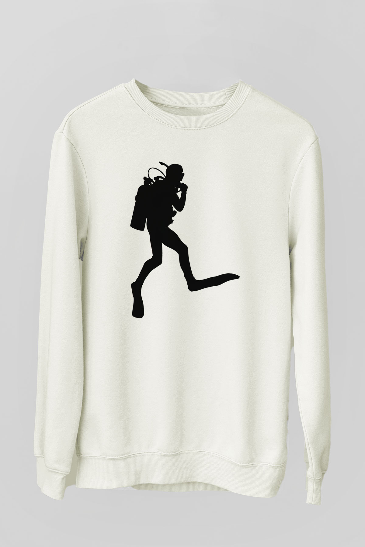 Dalgıç Beyaz Unisex Sweatshirt