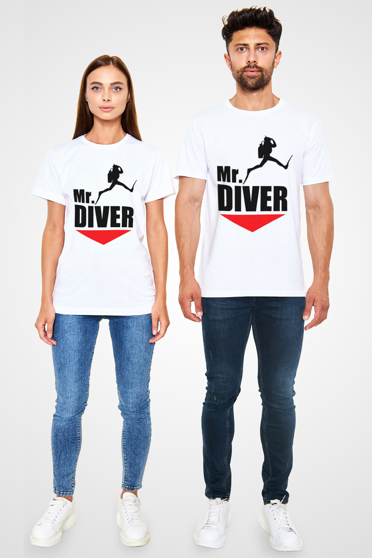 Dalgıç Beyaz Unisex Tişört T-Shirt - TişörtFabrikası