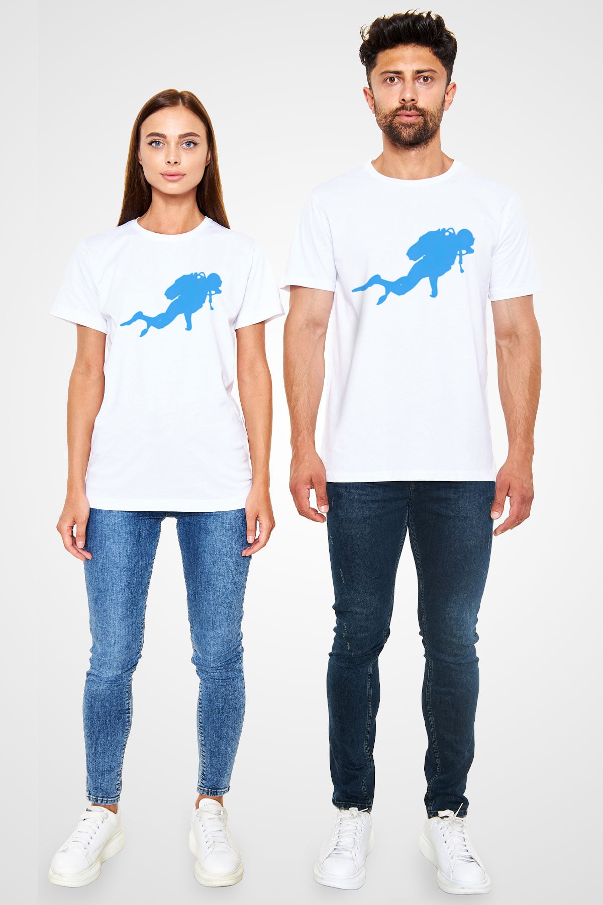 Dalgıç Beyaz Unisex Tişört T-Shirt - TişörtFabrikası
