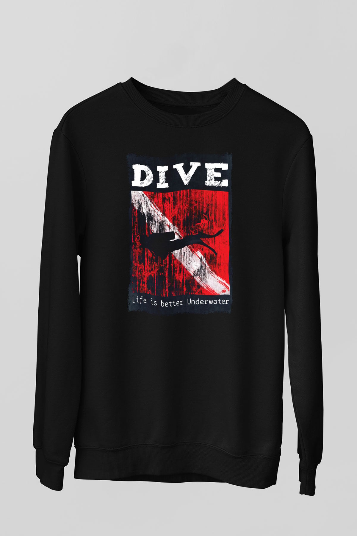 Dalgıç Siyah Unisex Sweatshirt