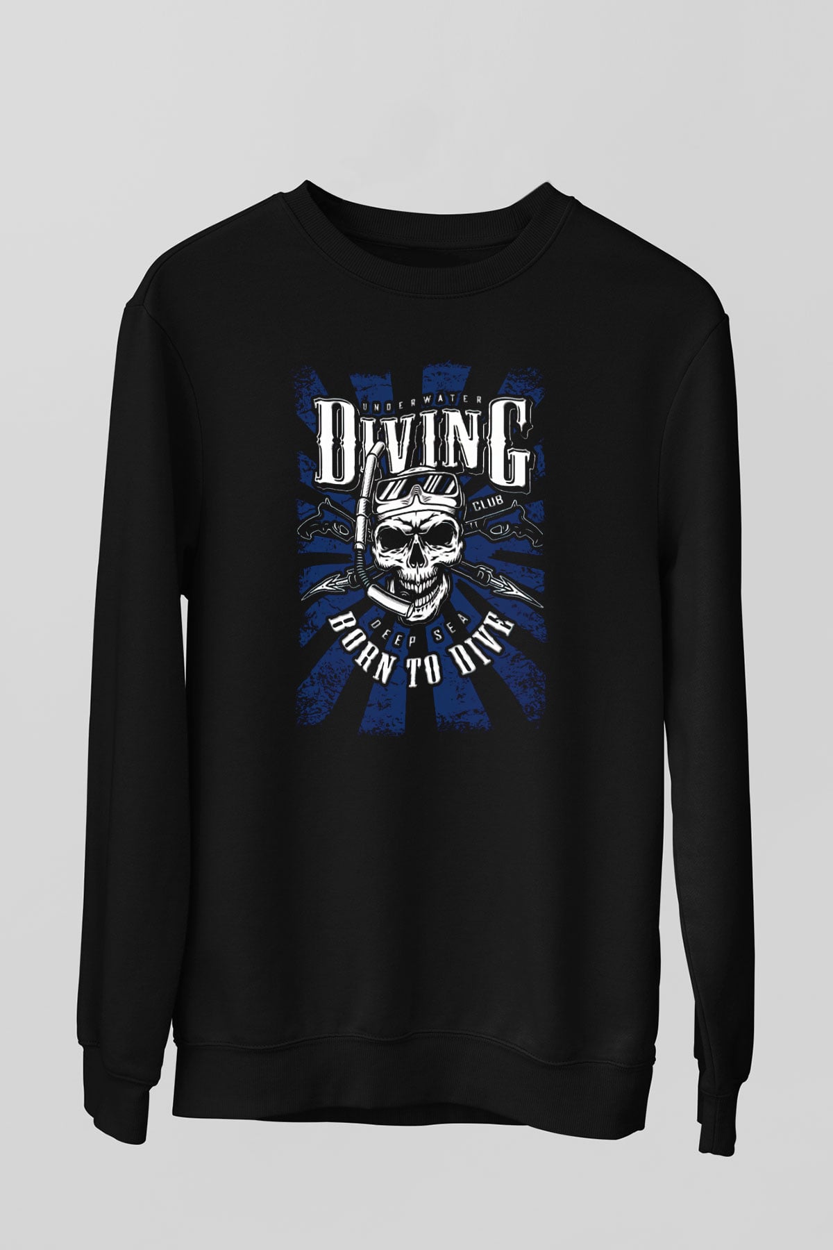 Dalgıç Siyah Unisex Sweatshirt