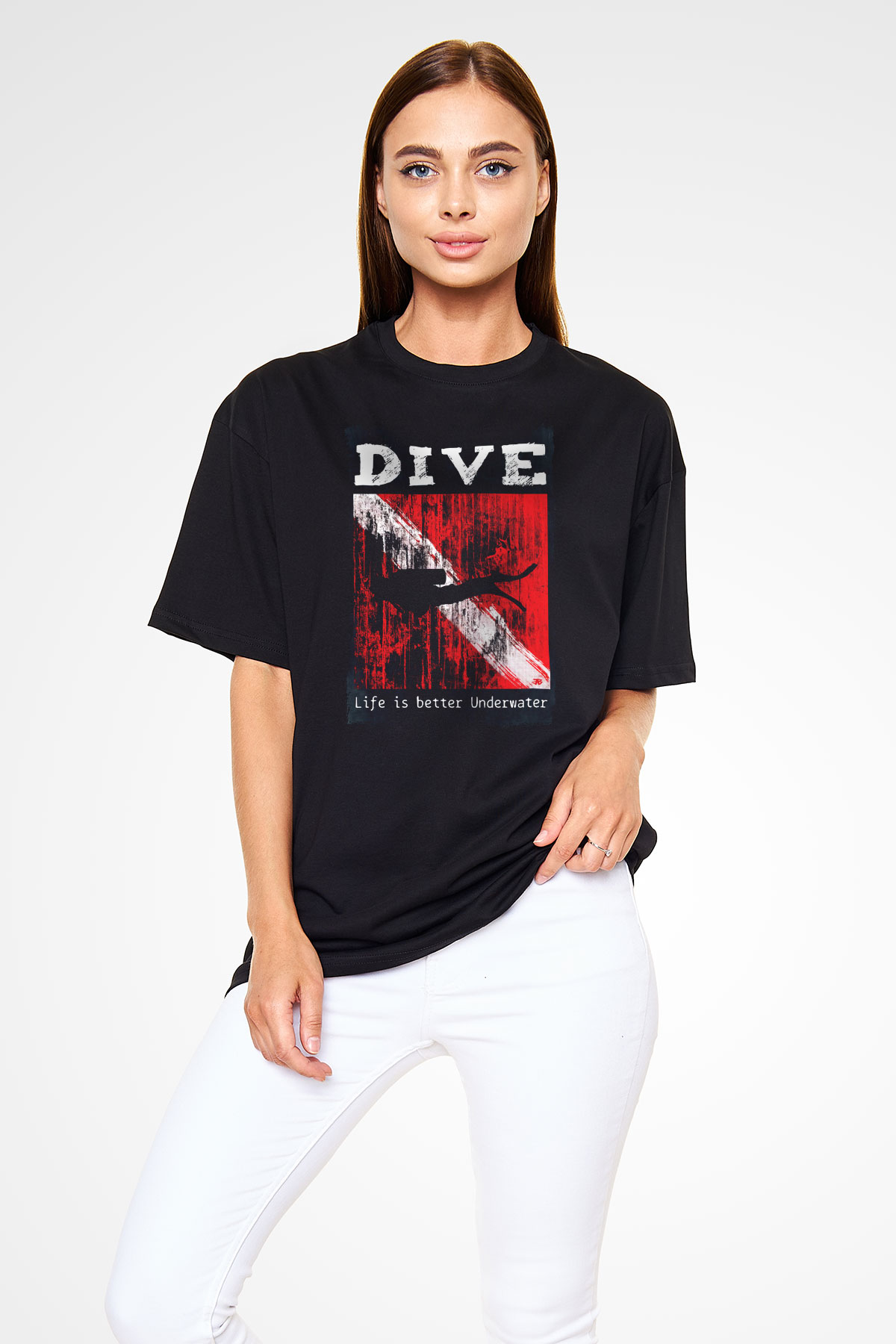 Dalgıç Siyah Unisex Tişört T-Shirt - TişörtFabrikası