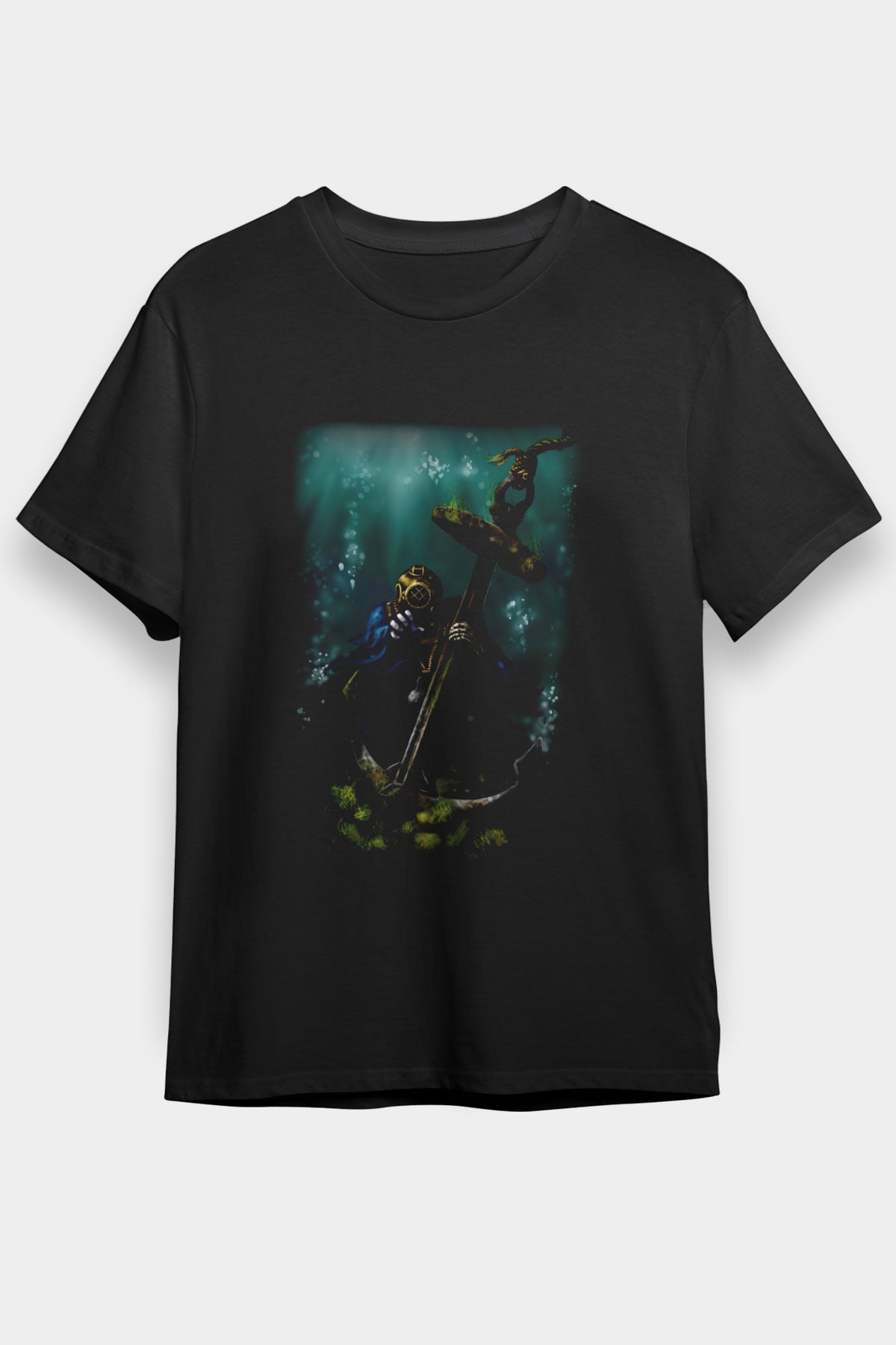 Dalgıç Siyah Unisex Tişört T-Shirt - TişörtFabrikası