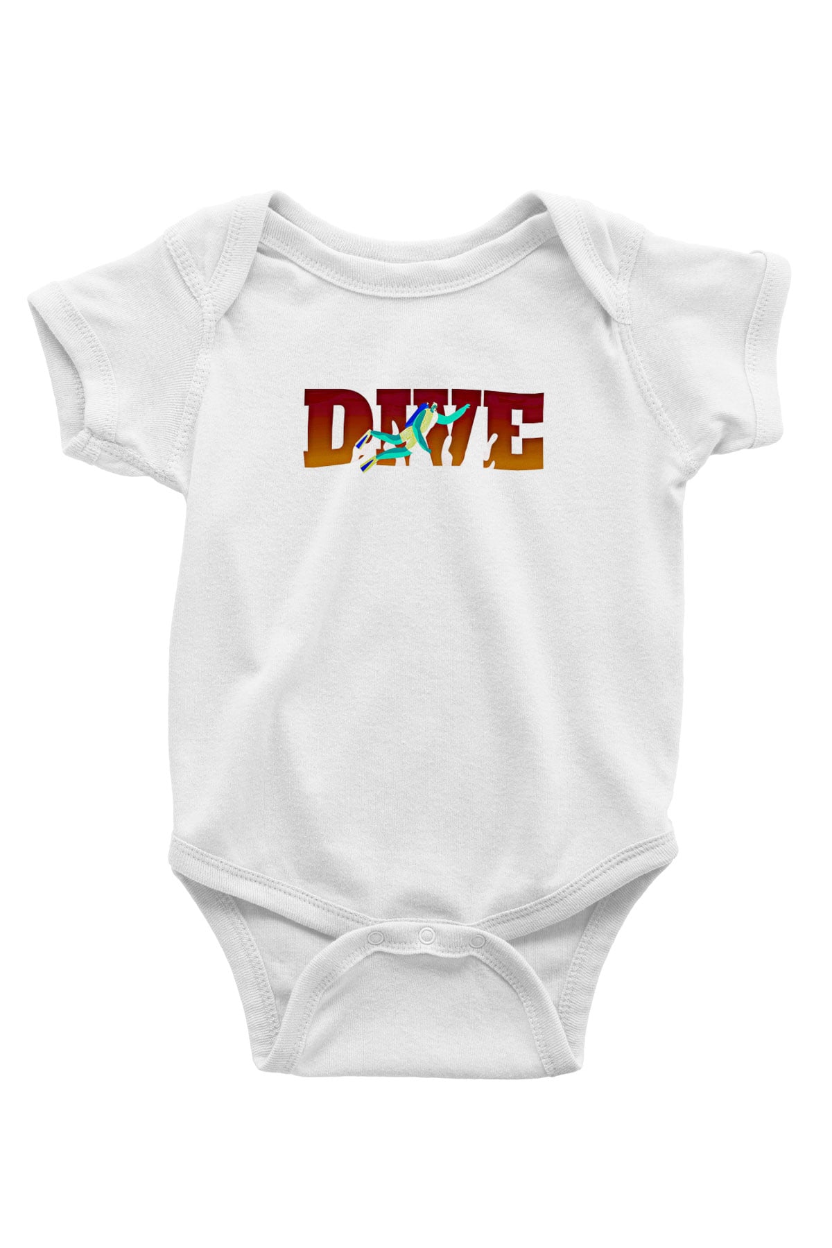 Dalgıçlık Baskılı Beyaz Bebek Body - Zıbın