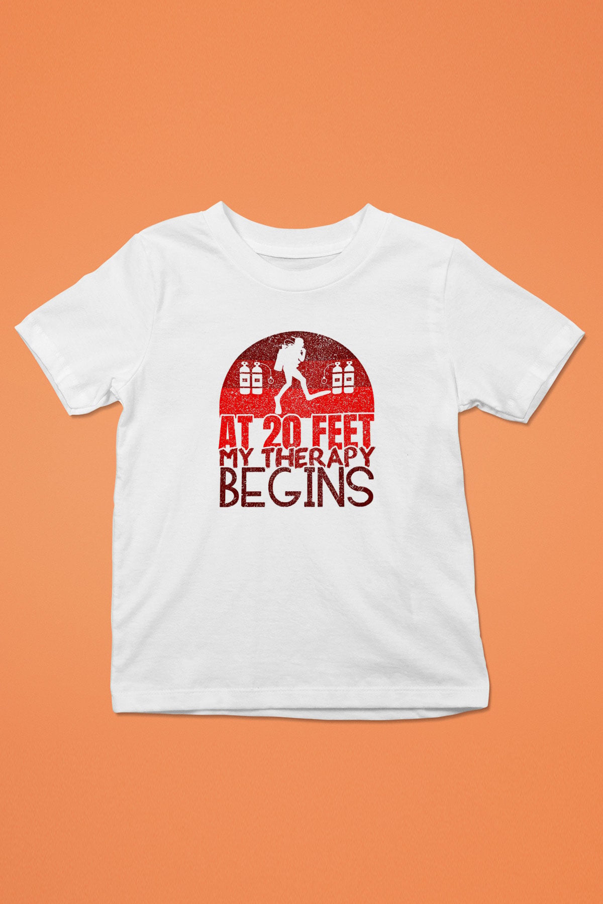 Dalgıçlık Baskılı Unisex Beyaz Çocuk Tişört - Tshirt