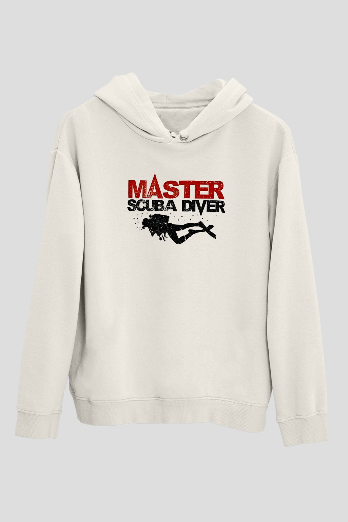 Dalgıçlık Baskılı Unisex Ekru Hoodie
