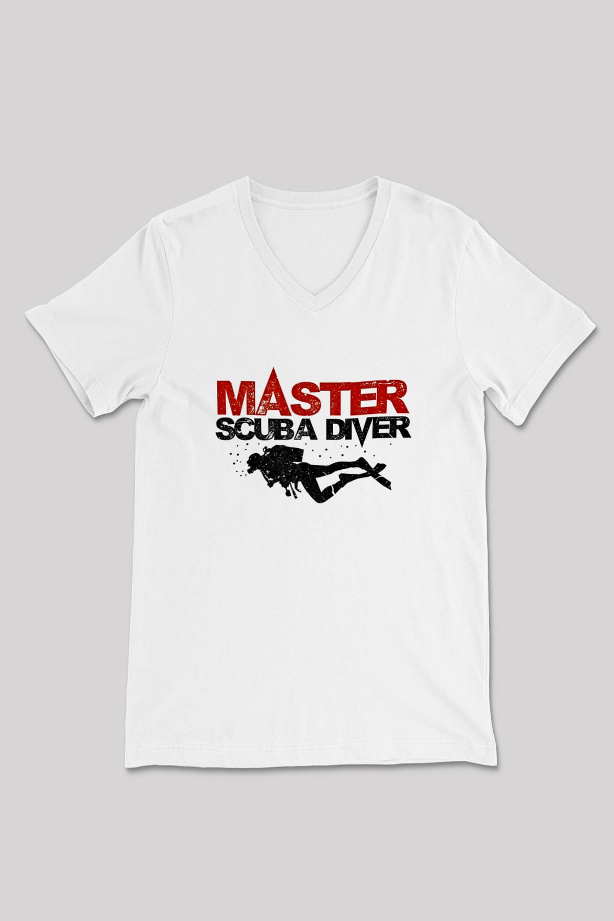 Dalgıçlık Baskılı Unisex V Yaka Tişört - Tshirt