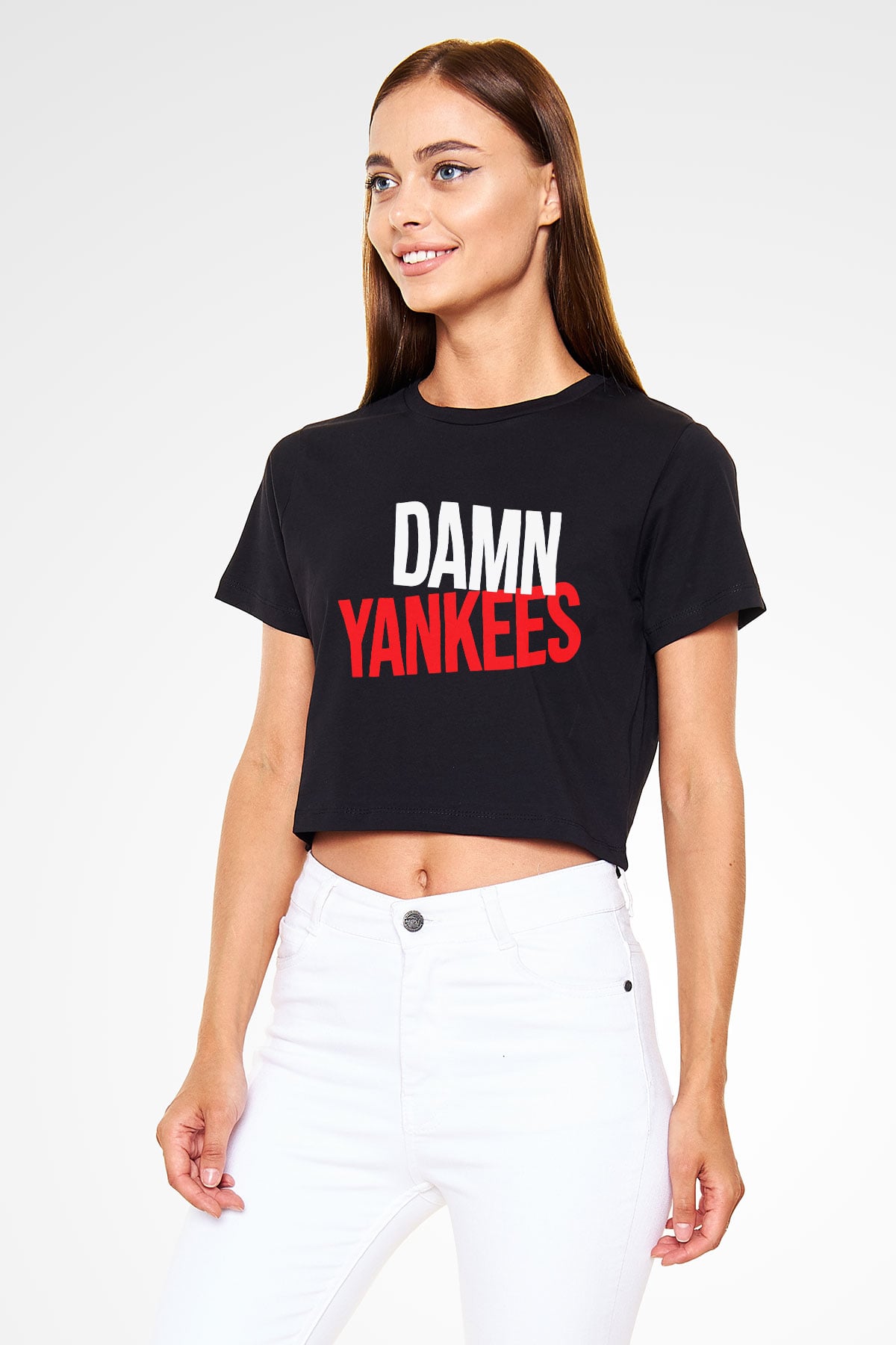 Damn Yankees Siyah Crop Top Tişört