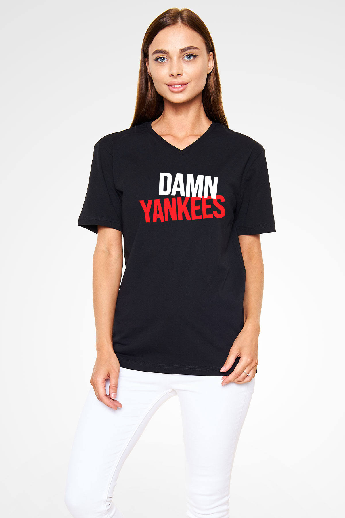 Damn Yankees Siyah Unisex V Yaka Tişört T-Shirt